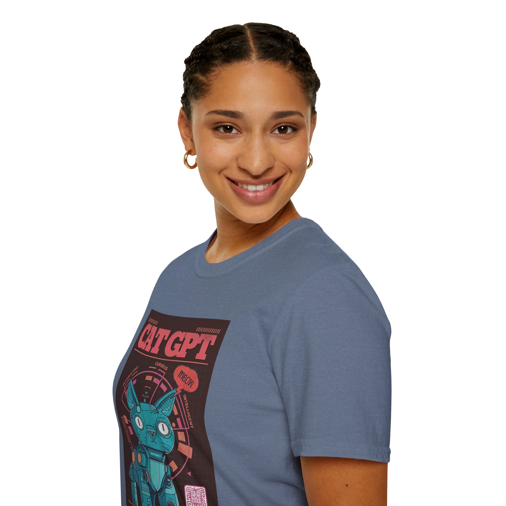 Robot Cat AI Tee | Funny Cyberpunk Cat Shirt for Tech Lovers - Image 68