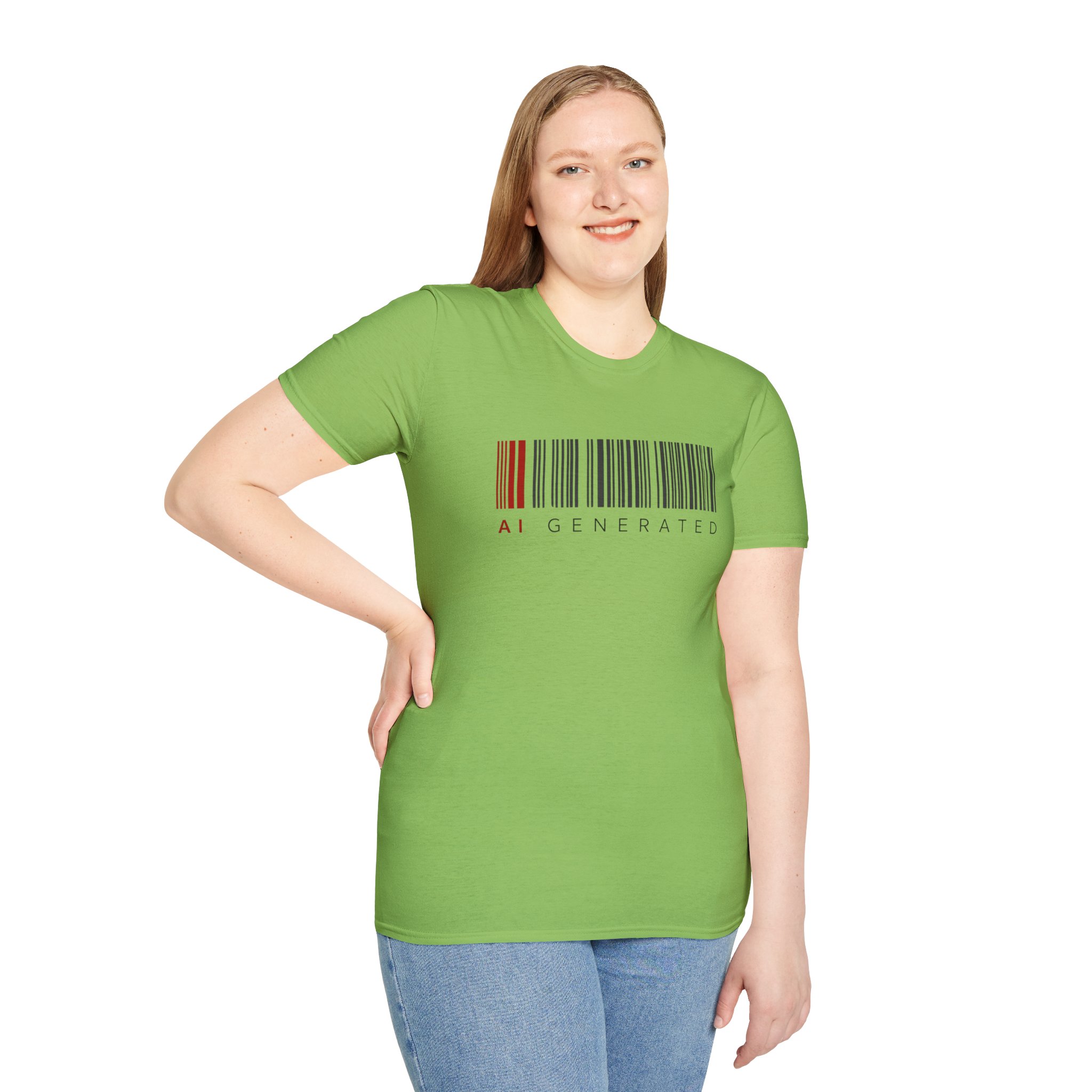 AI Generated Barcode Dark Minimalist Generative Art Graphic T-Shirt - Image 93