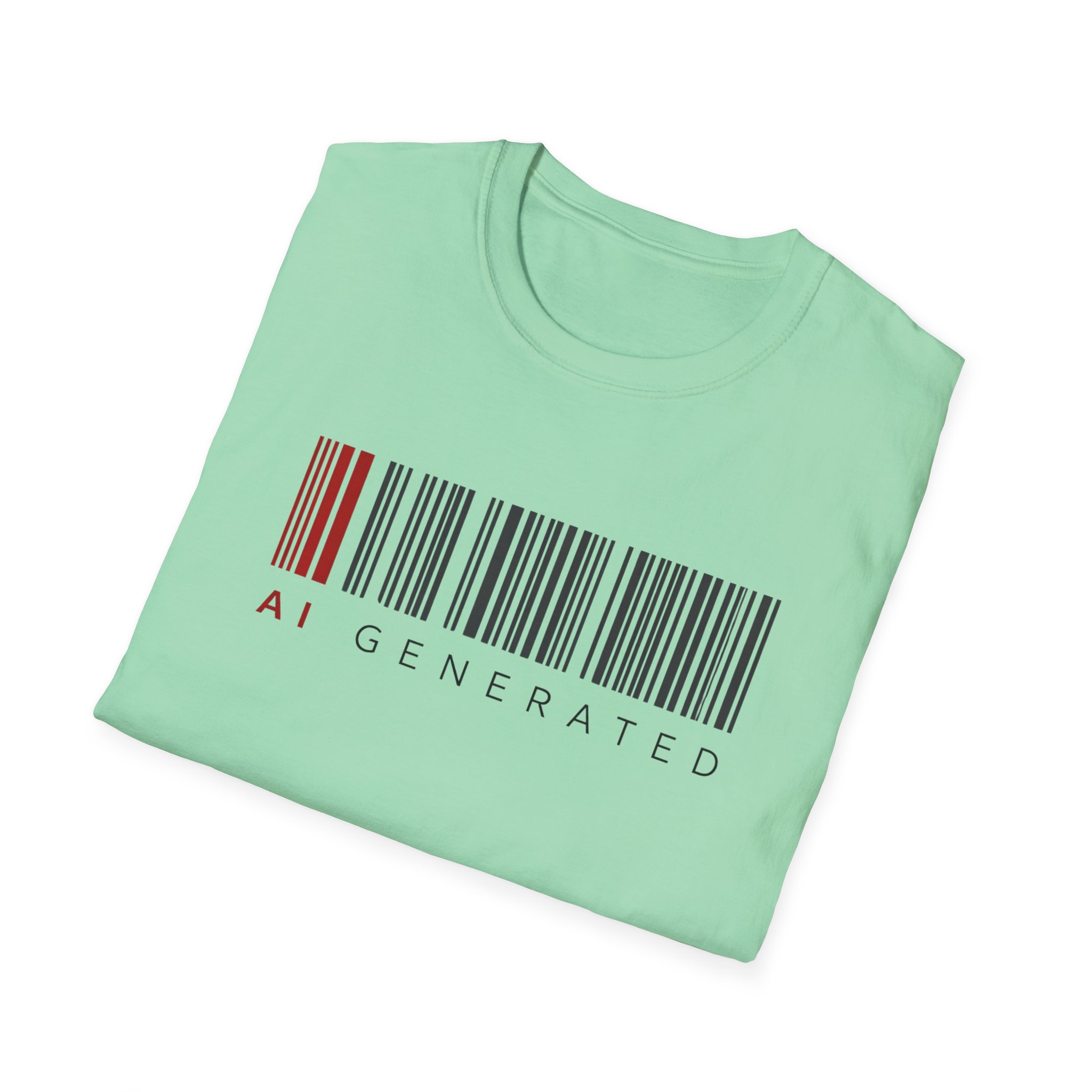 AI Generated Barcode Dark Minimalist Generative Art Graphic T-Shirt - Image 103