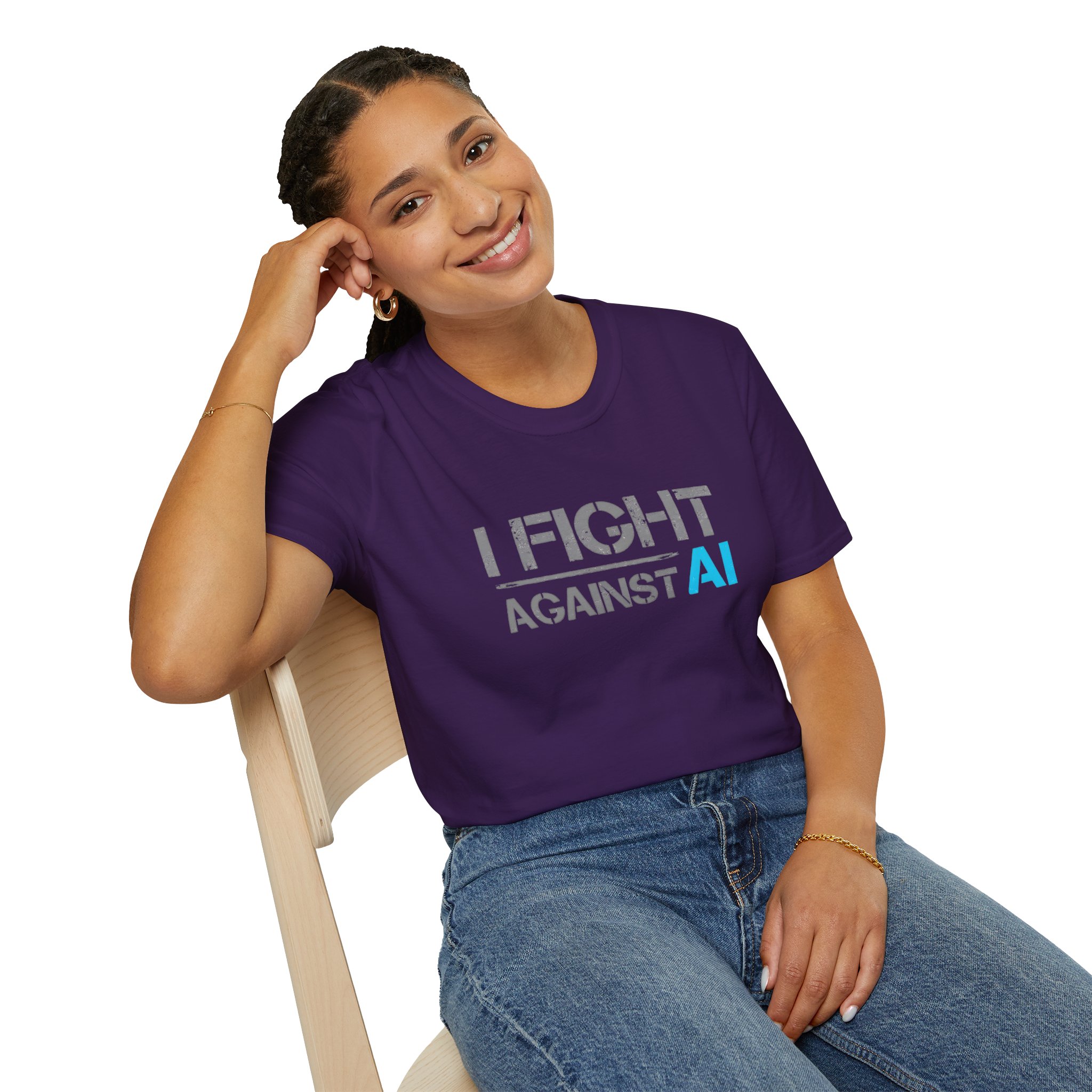 I Fight Against AI – Anti-AI Resistance Graphic T-Shirt for Creatives - Image 58