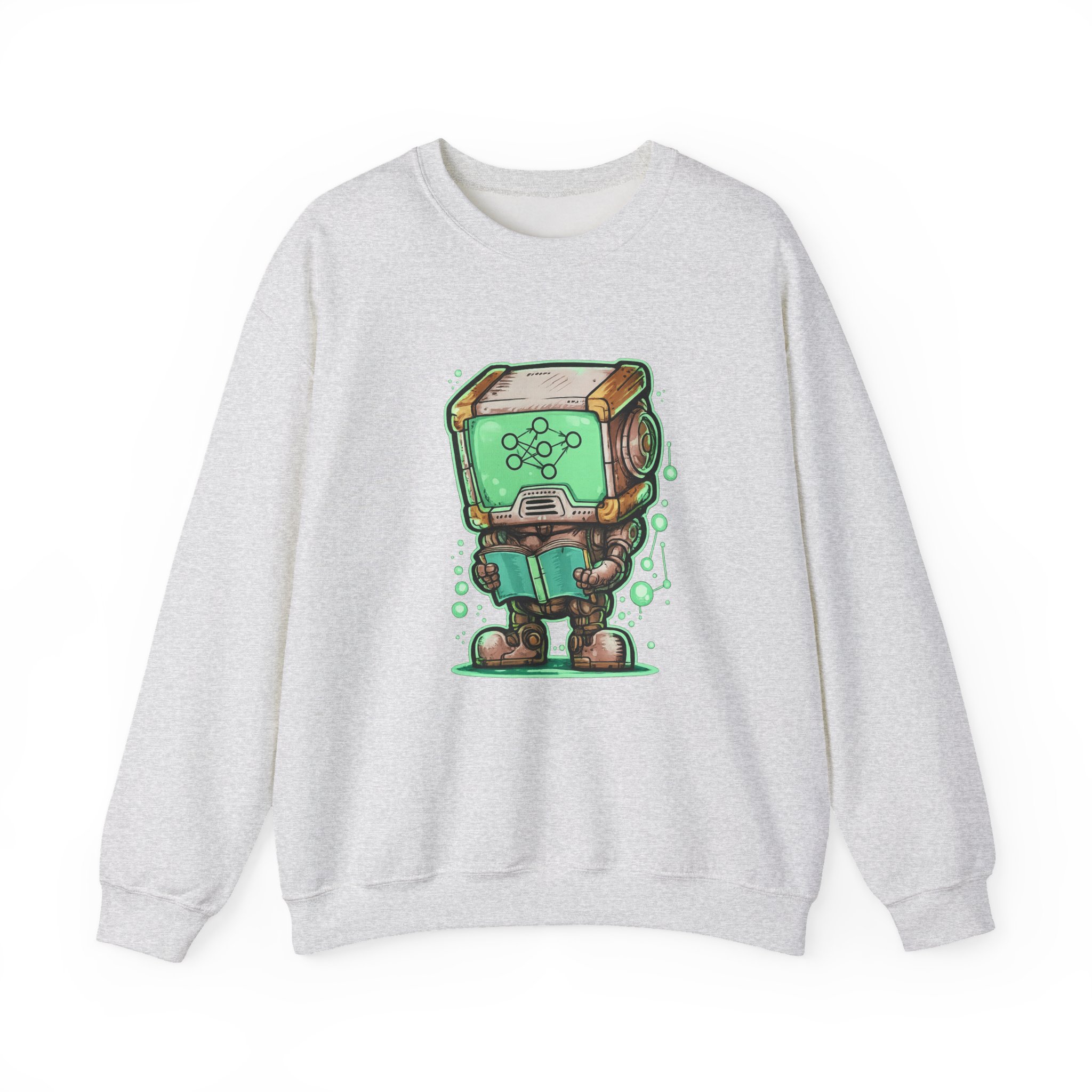 AI Robot Reading Sweatshirt | Neural Network Hoodie for ML Engineers - Image 2