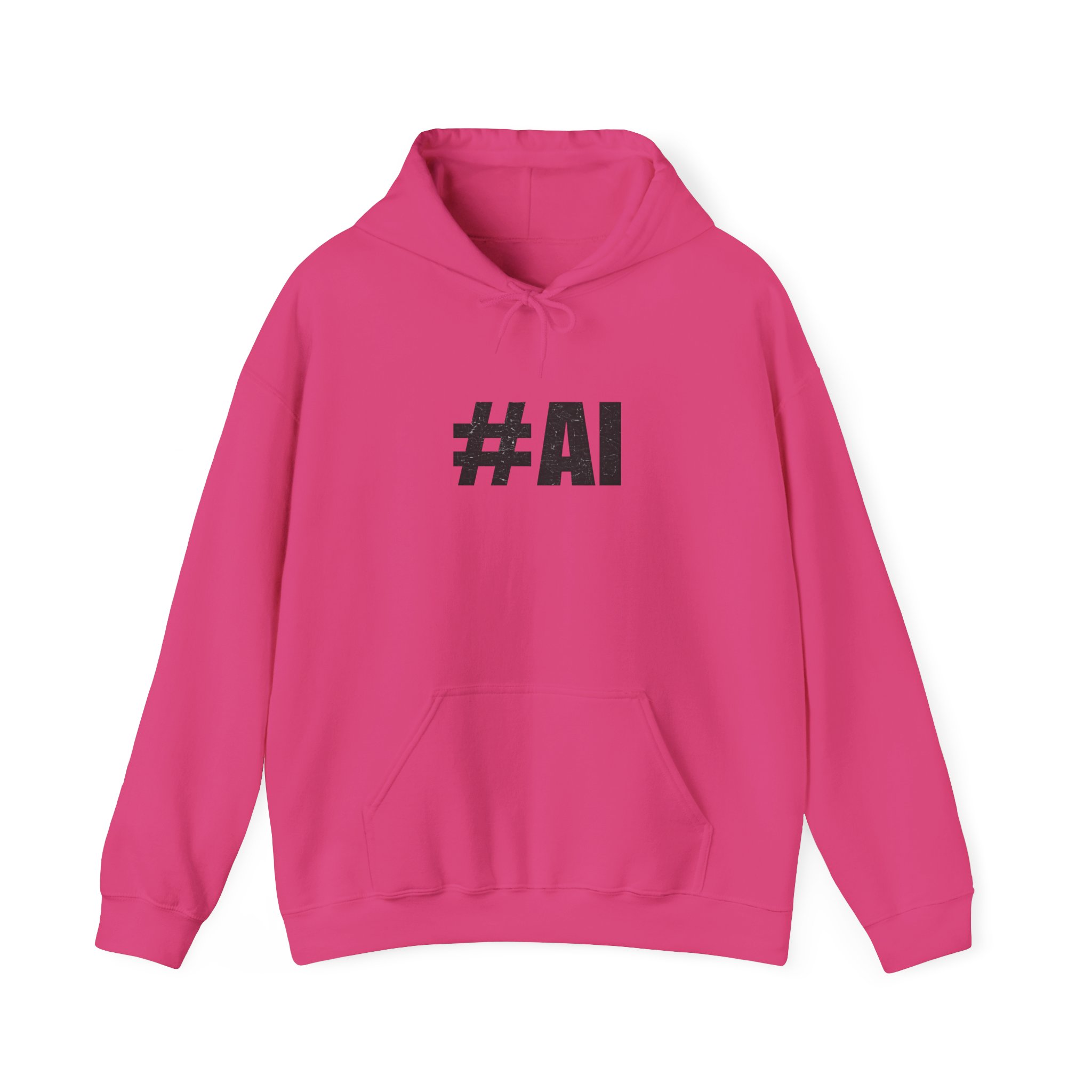 #AI Distressed Dark Minimalist Artificial Intelligence Pullover Hoodie - Image 133