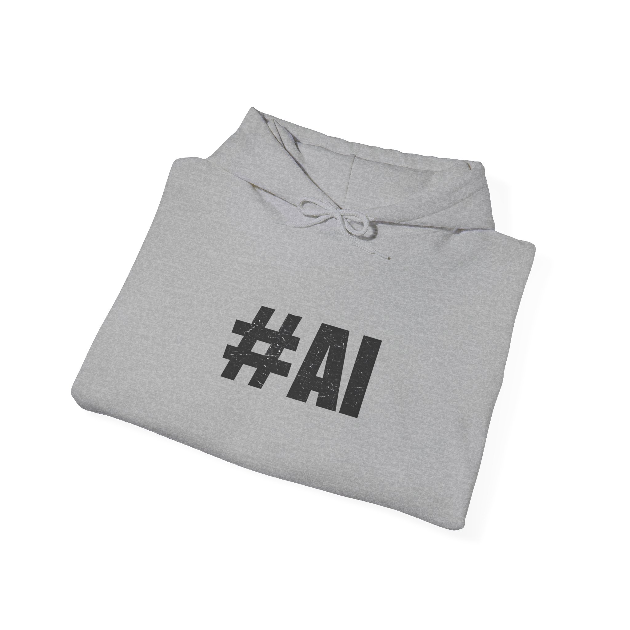 #AI Distressed Dark Minimalist Artificial Intelligence Pullover Hoodie - Image 52