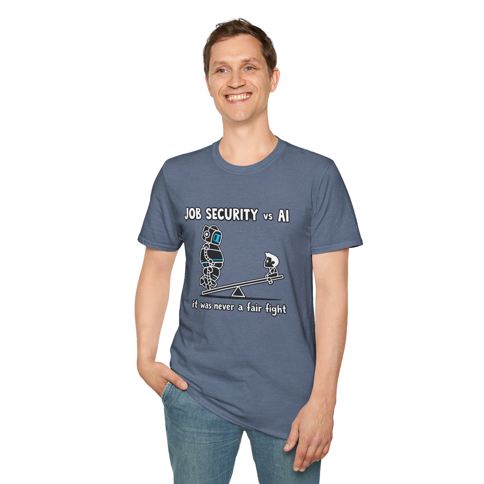 POV You're An AI And It's Monday – Funny Tired Robot Graphic T-Shirt - Image 105