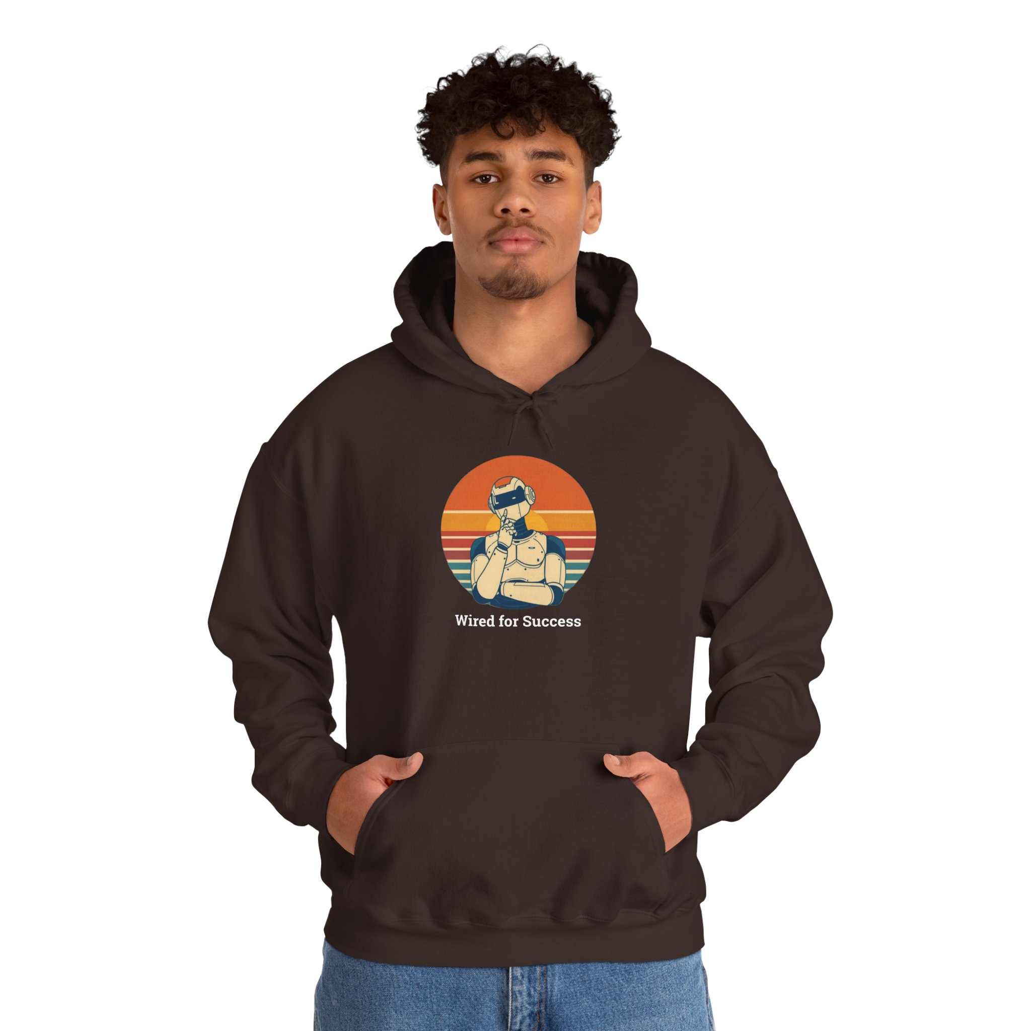 Wired for Success Retro Robot AI Hoodie Tech Gift Hooded Sweatshirt - Image 22