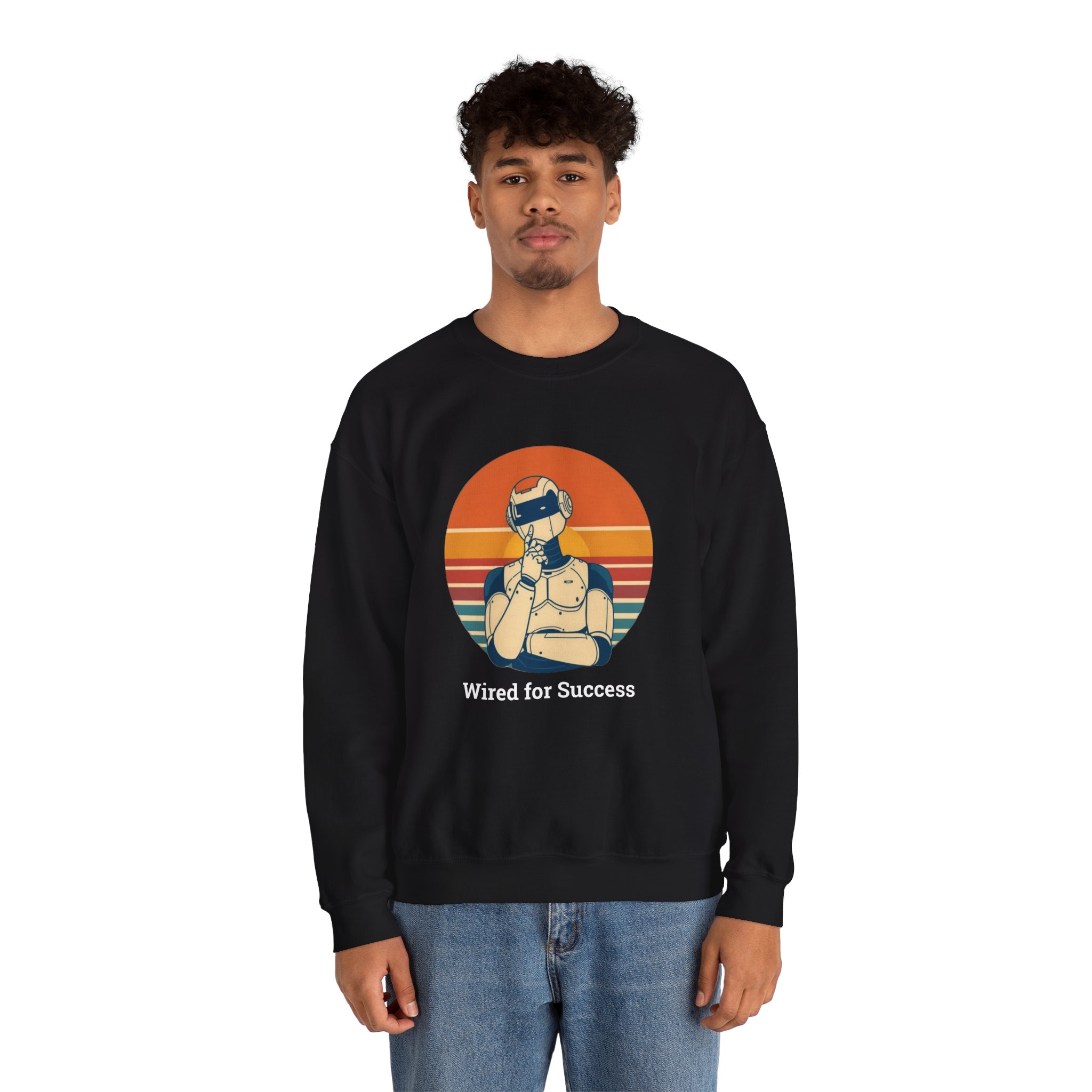 Wired for Success Retro Robot Thinker AI Tech Sweatshirt Gift - Image 16