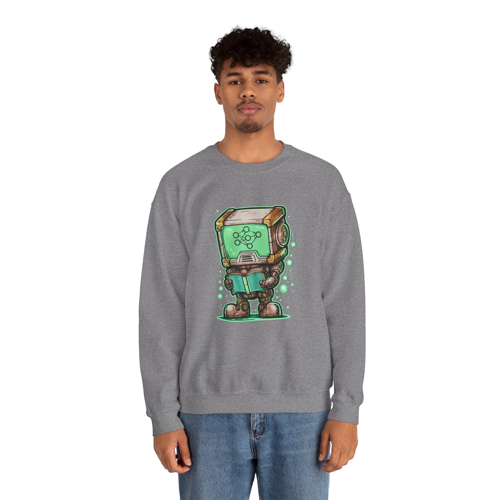 AI Robot Reading Sweatshirt | Neural Network Hoodie for ML Engineers - Image 54