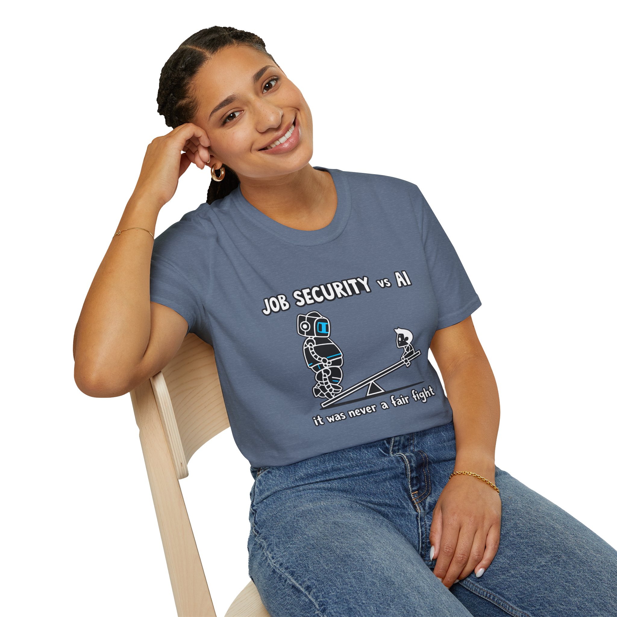 POV You're An AI And It's Monday – Funny Tired Robot Graphic T-Shirt - Image 107