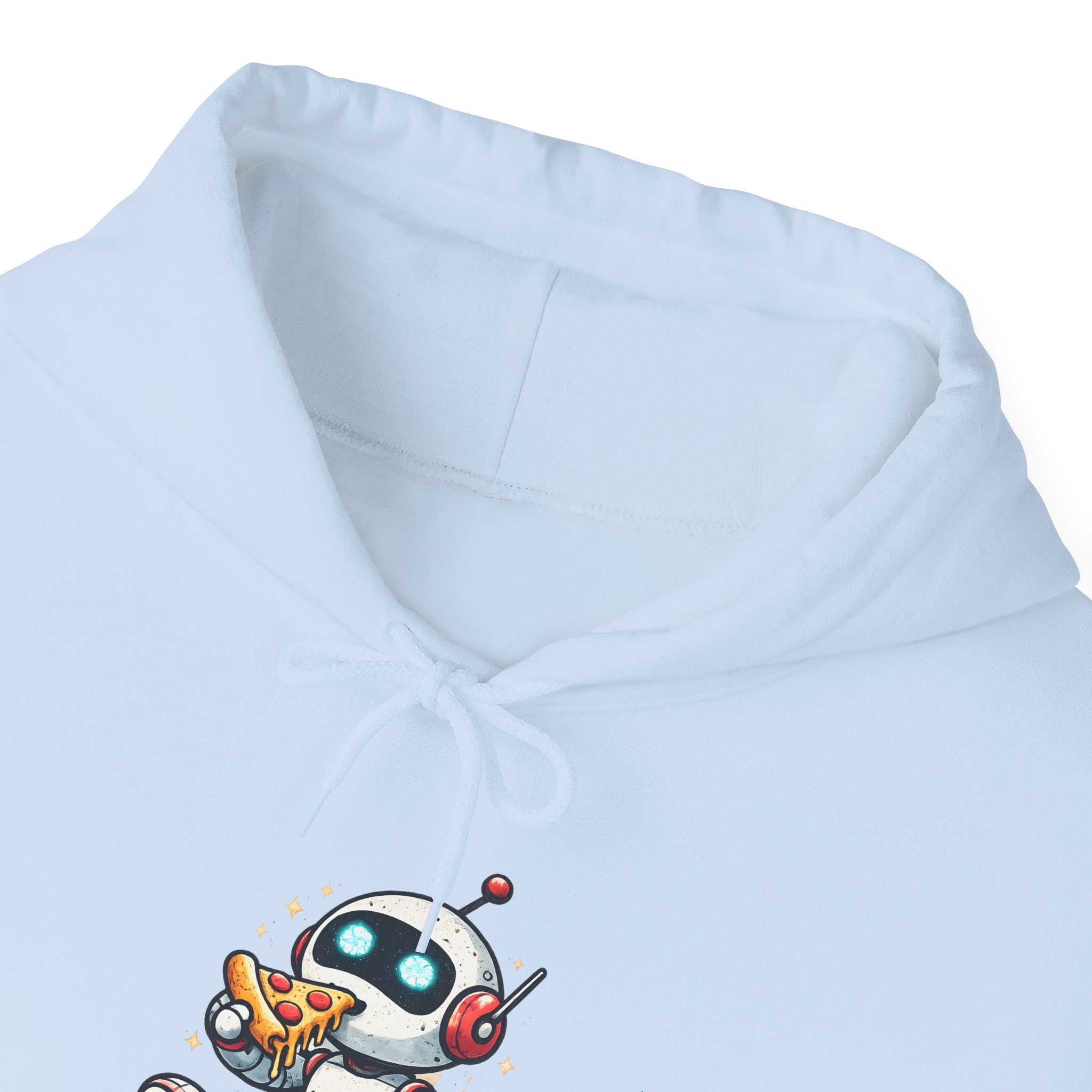 Robot Eating Pizza – Cute AI Tech Humor Graphic Pullover Hoodie - Image 6
