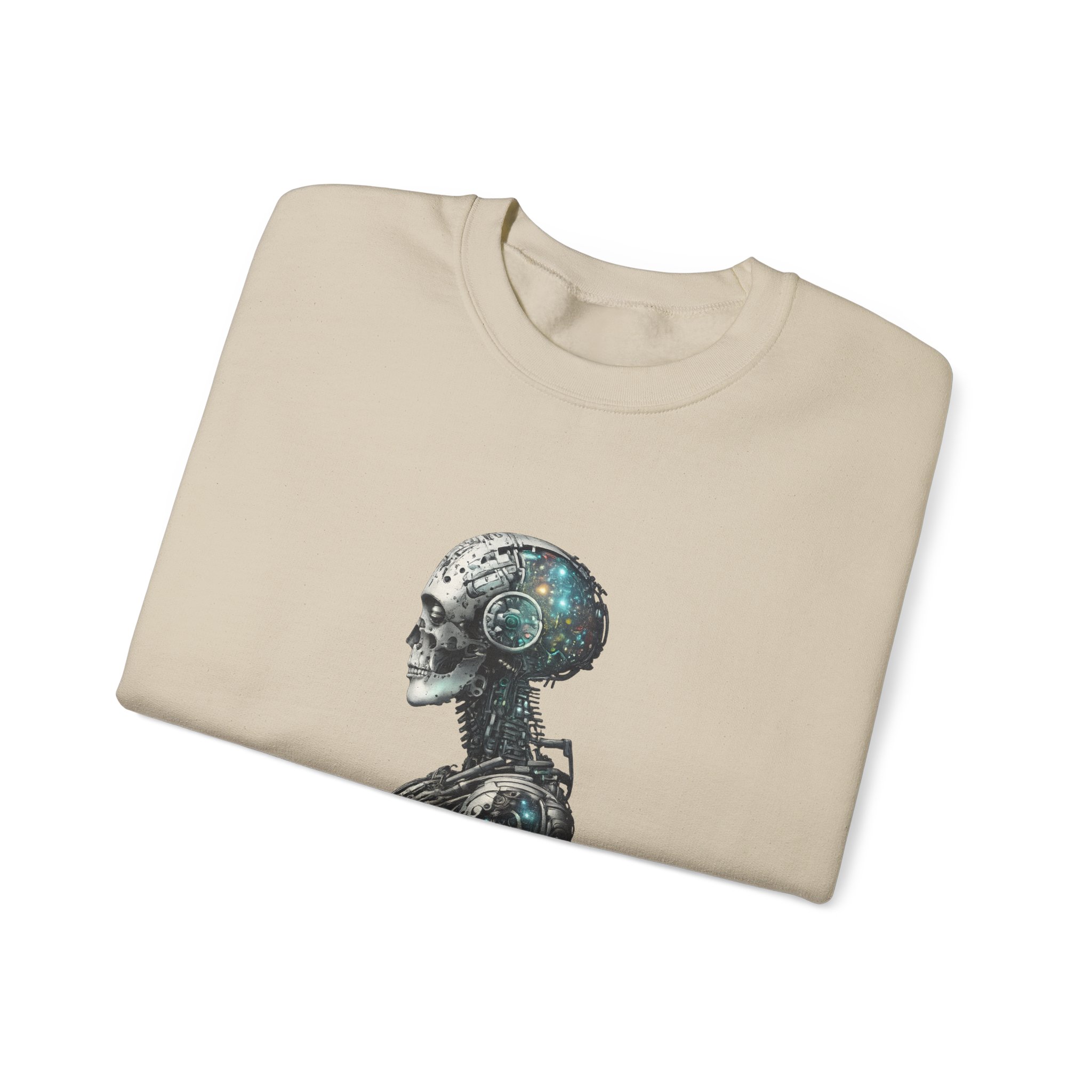 Cosmic Cyber Skull – Dark Cyberpunk Biomechanical Crewneck Sweatshirt - Image 30