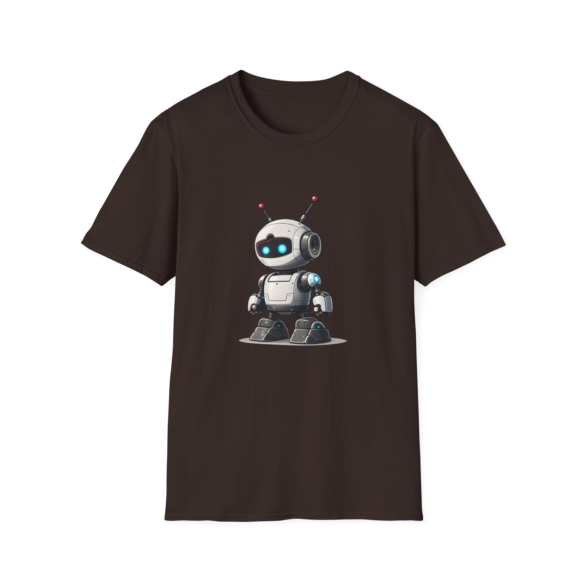 Cute Robot Glowing Eyes – Funny AI Tech Mascot Graphic T-Shirt - Image 56
