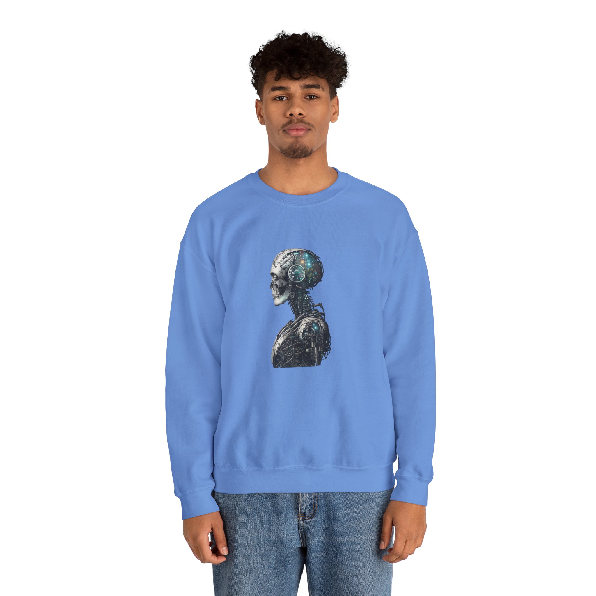 Cosmic Cyber Skull – Dark Cyberpunk Biomechanical Crewneck Sweatshirt - Image 77