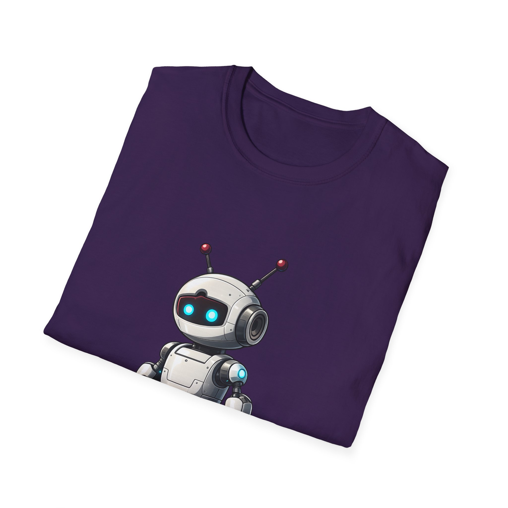 Cute Robot Glowing Eyes – Funny AI Tech Mascot Graphic T-Shirt - Image 136