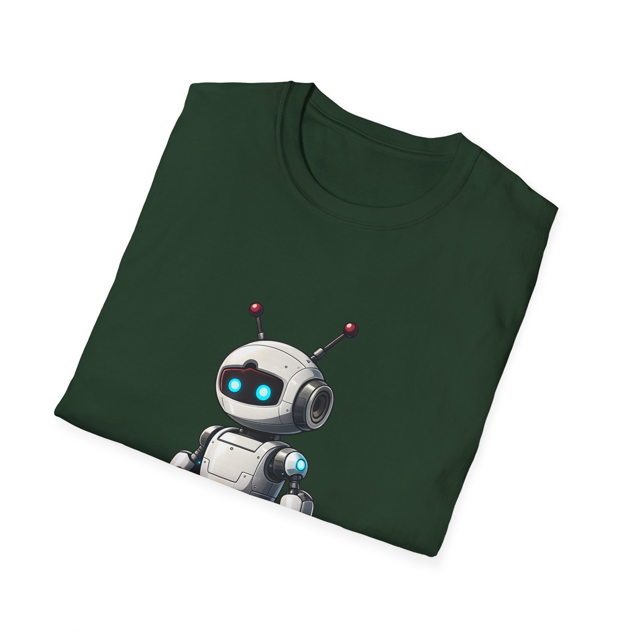 Cute Robot Glowing Eyes – Funny AI Tech Mascot Graphic T-Shirt - Image 92
