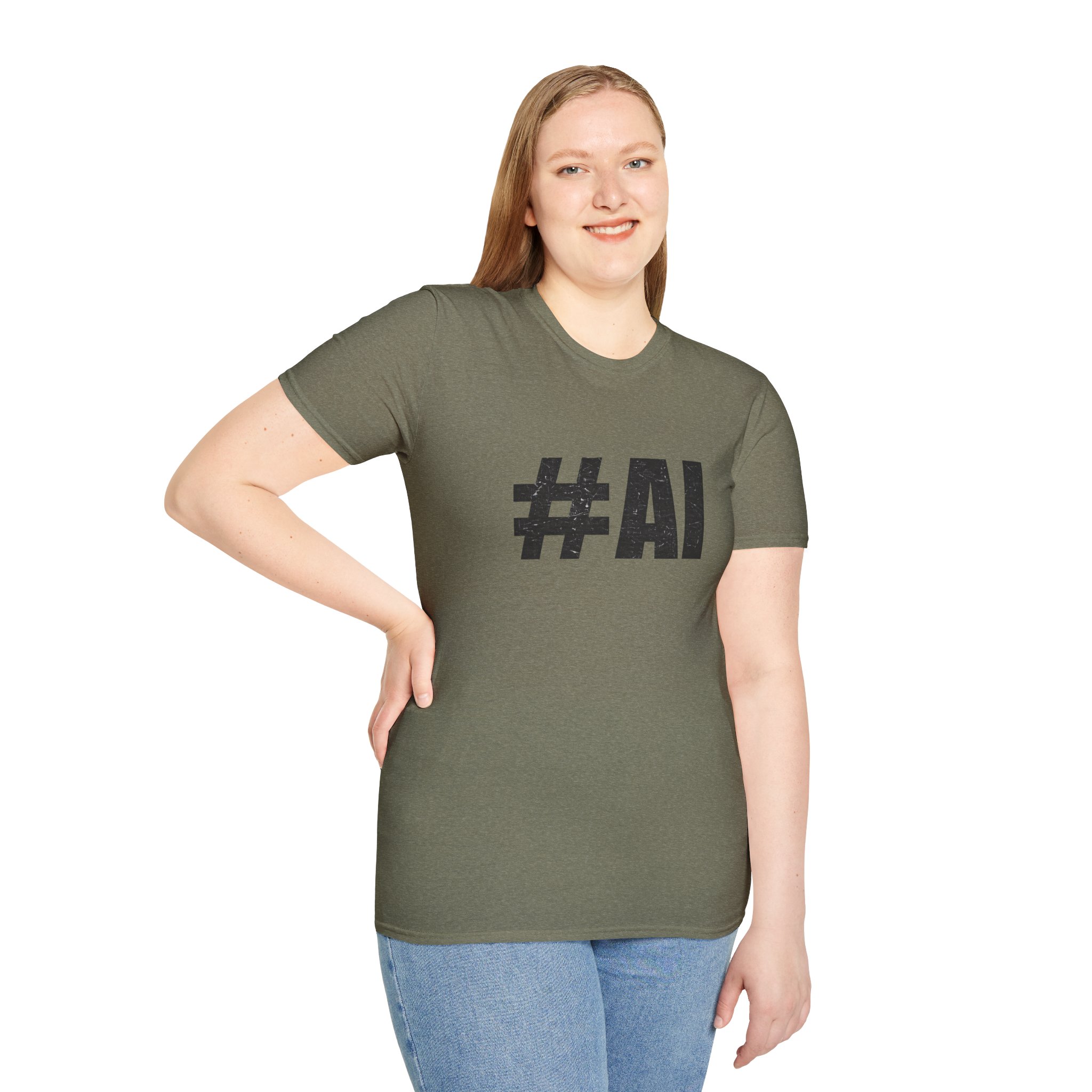 #AI Distressed Dark Minimalist Artificial Intelligence Graphic T-Shirt - Image 60