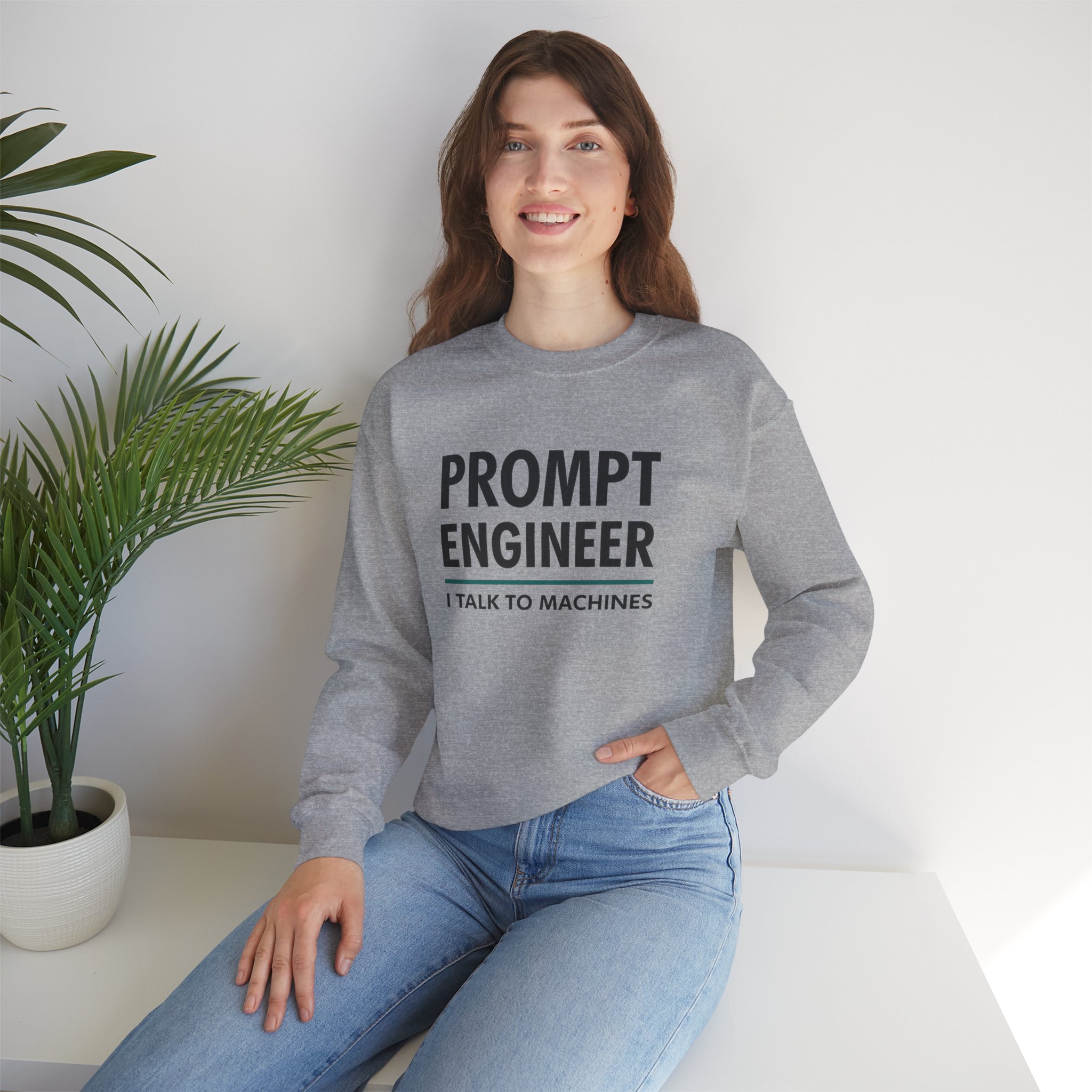 Prompt Engineer I Talk To Machines – Funny AI Job Title Crewneck - Image 44