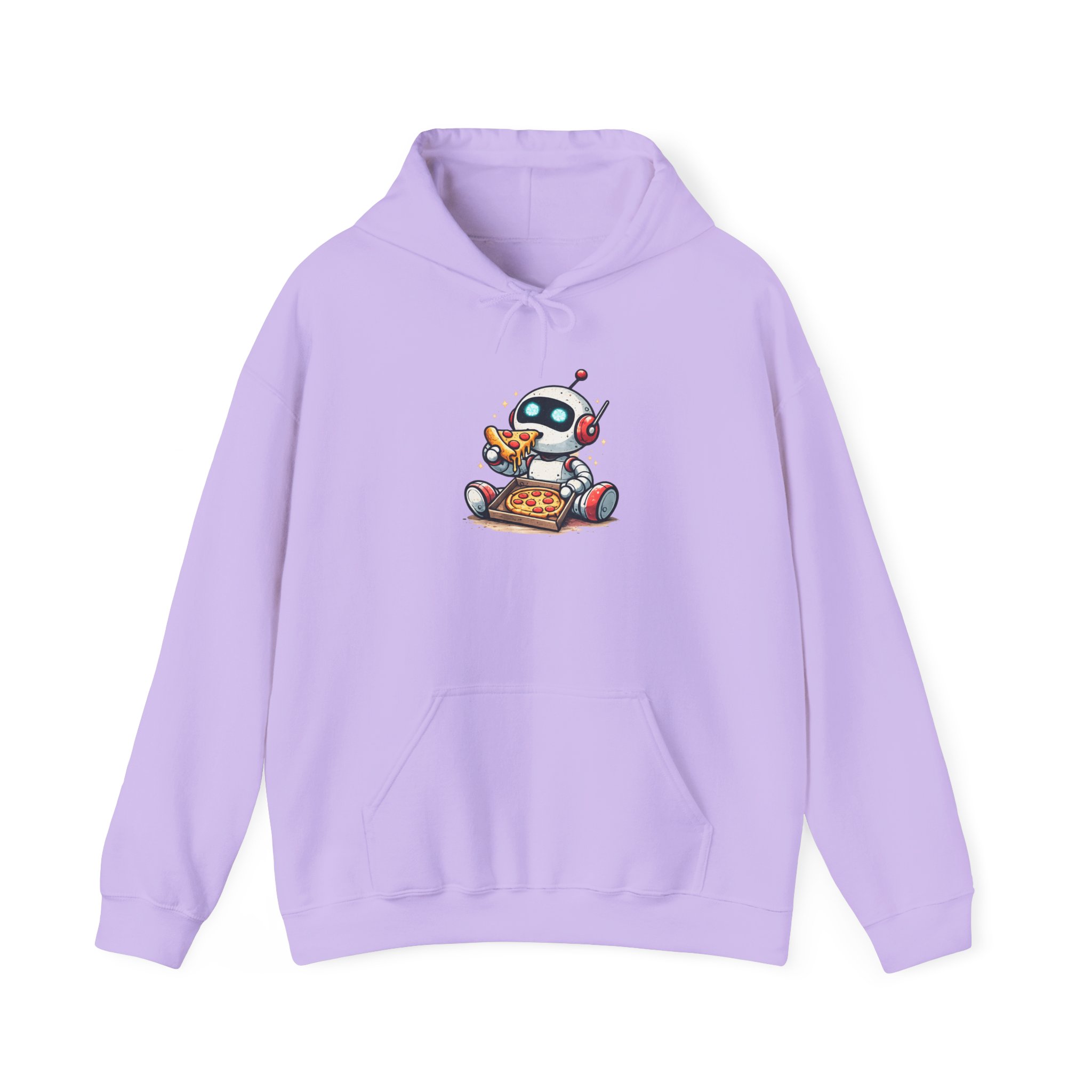 Robot Eating Pizza – Cute AI Tech Humor Graphic Pullover Hoodie - Image 133