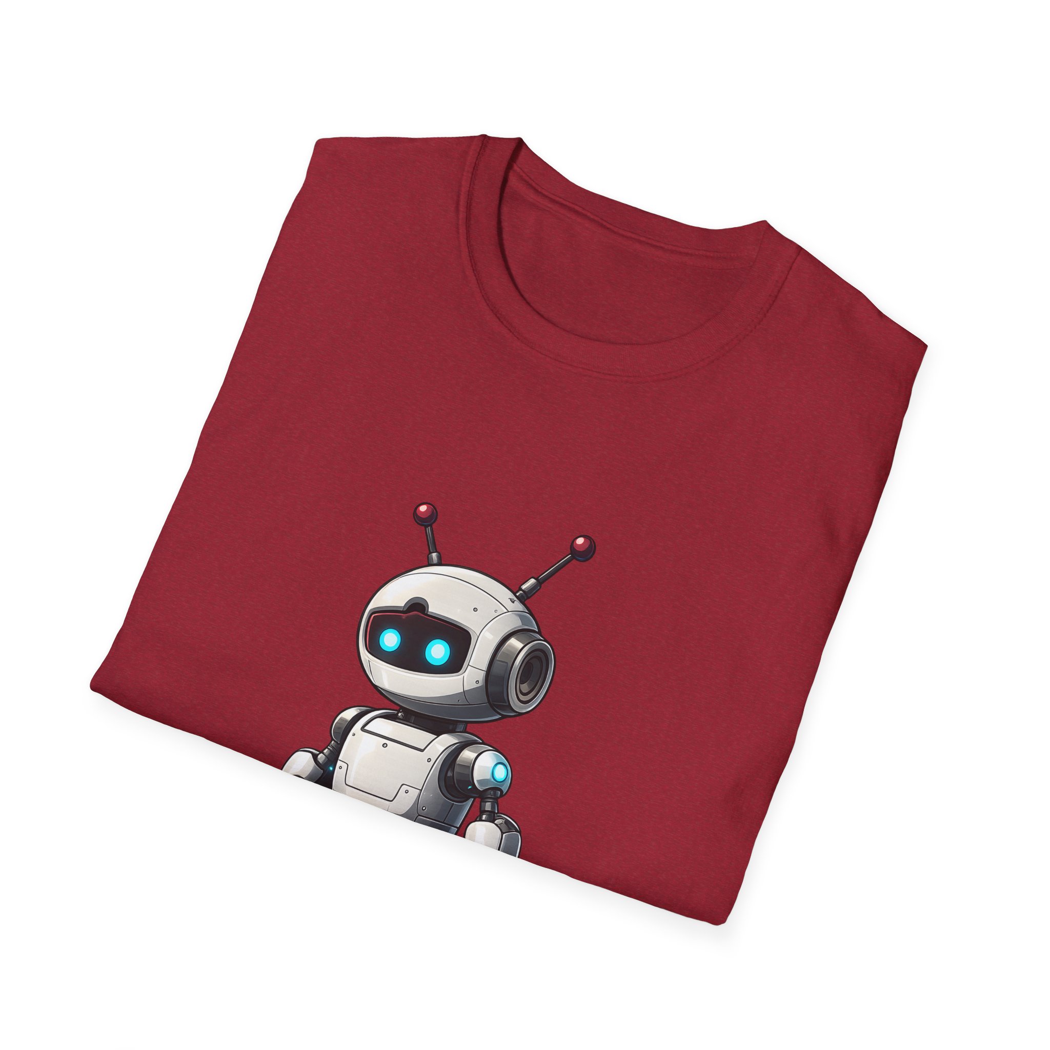 Cute Robot Glowing Eyes – Funny AI Tech Mascot Graphic T-Shirt - Image 158