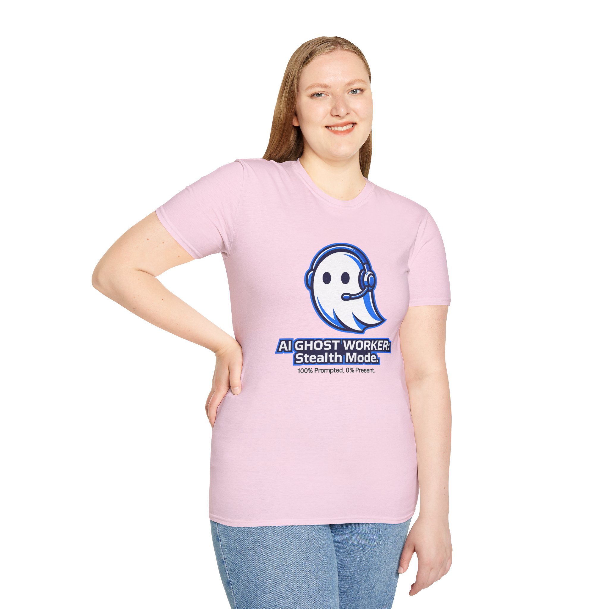 AI Ghost Worker Stealth Mode – 100% Prompted 0% Present Funny T-Shirt - Image 93