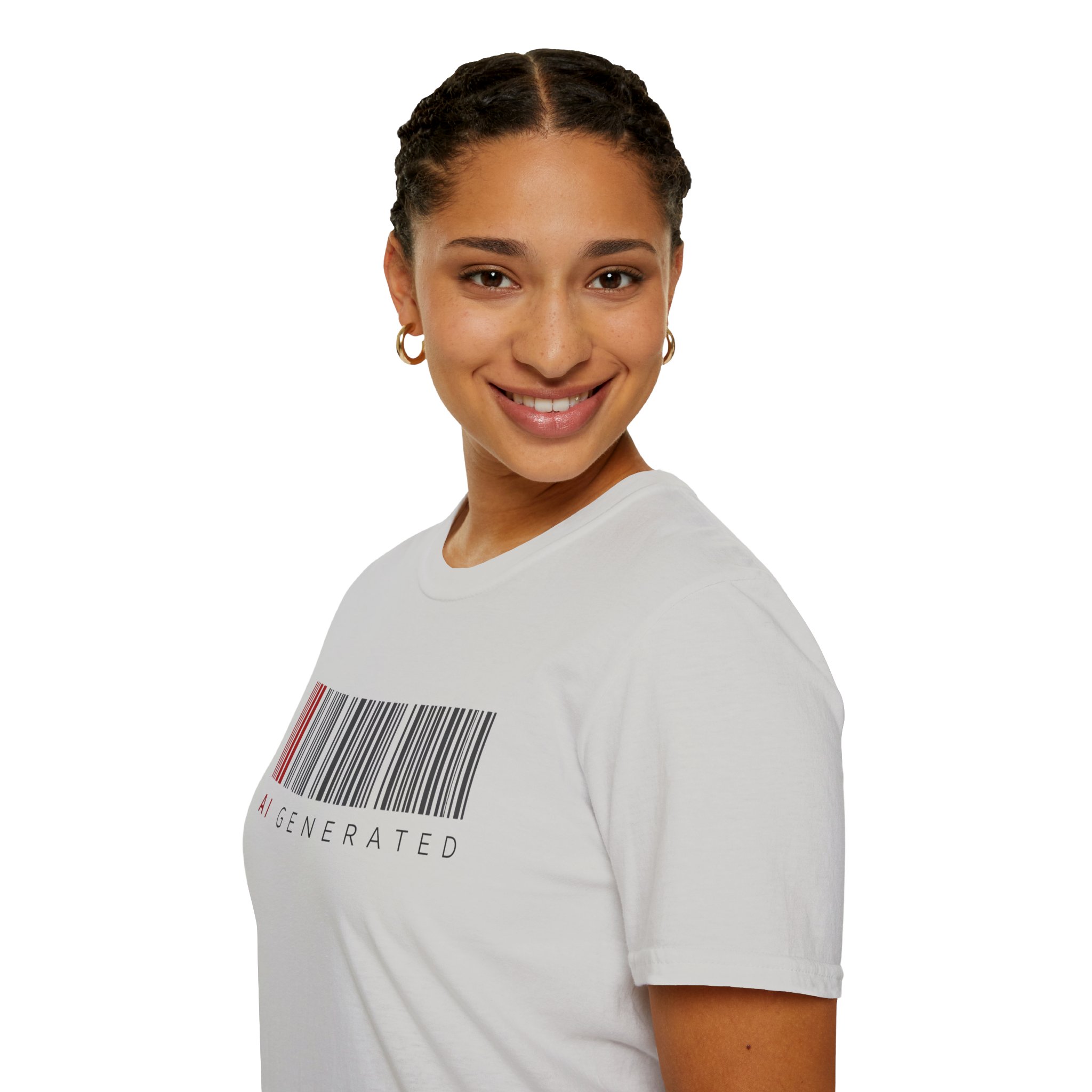 AI Generated Barcode Dark Minimalist Generative Art Graphic T-Shirt - Image 62
