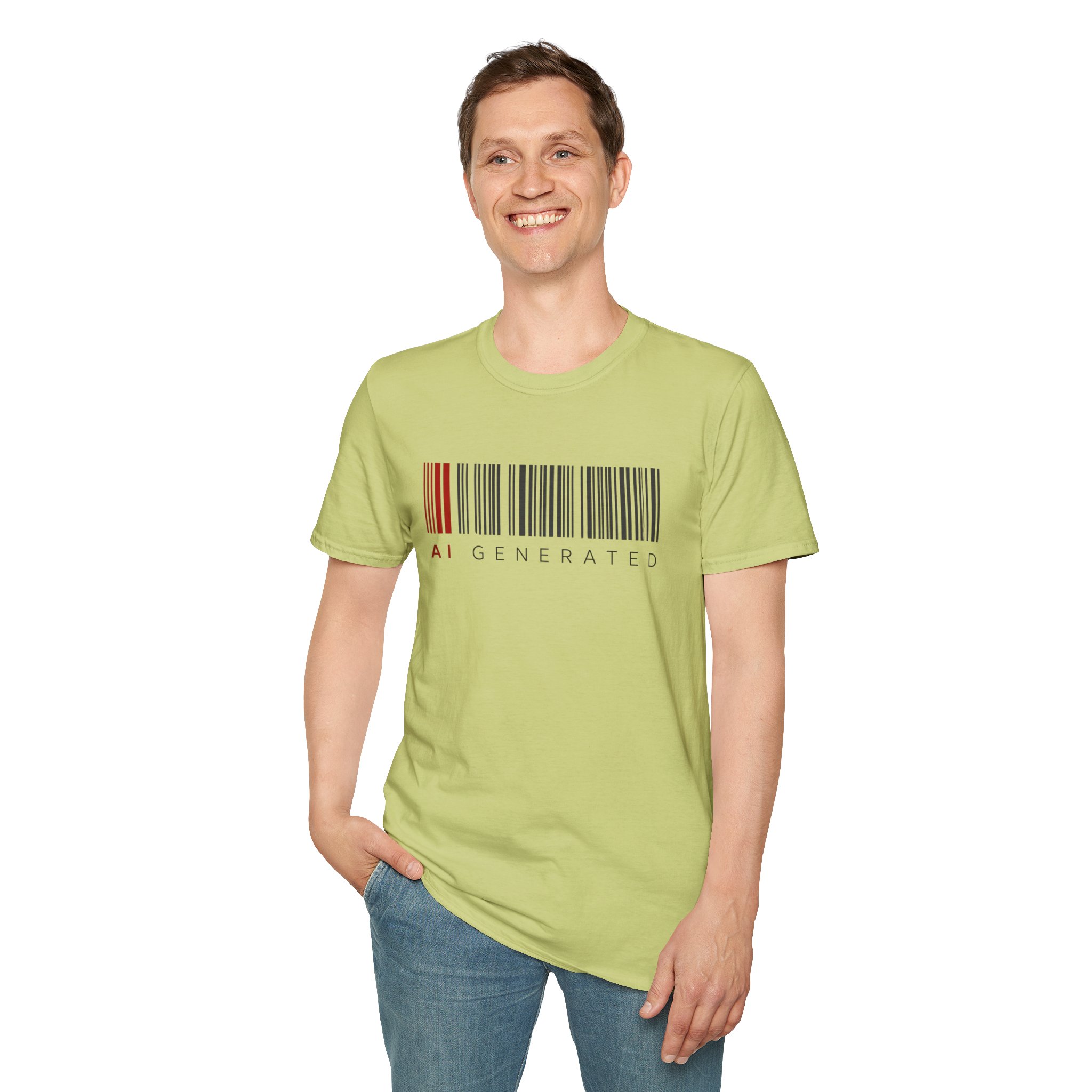 AI Generated Barcode Dark Minimalist Generative Art Graphic T-Shirt - Image 160