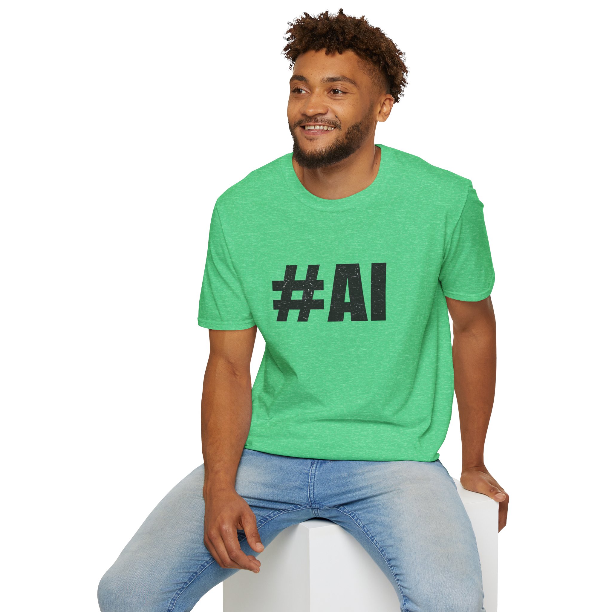 #AI Distressed Dark Minimalist Artificial Intelligence Graphic T-Shirt - Image 98