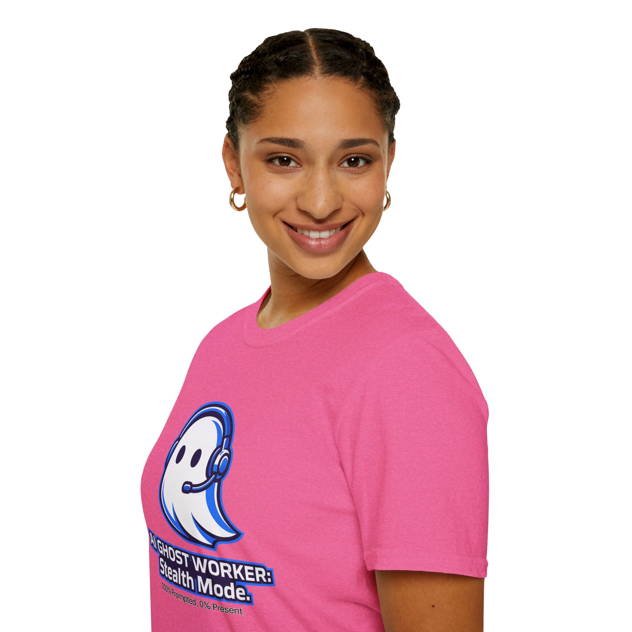AI Ghost Worker Stealth Mode – 100% Prompted 0% Present Funny T-Shirt - Image 106