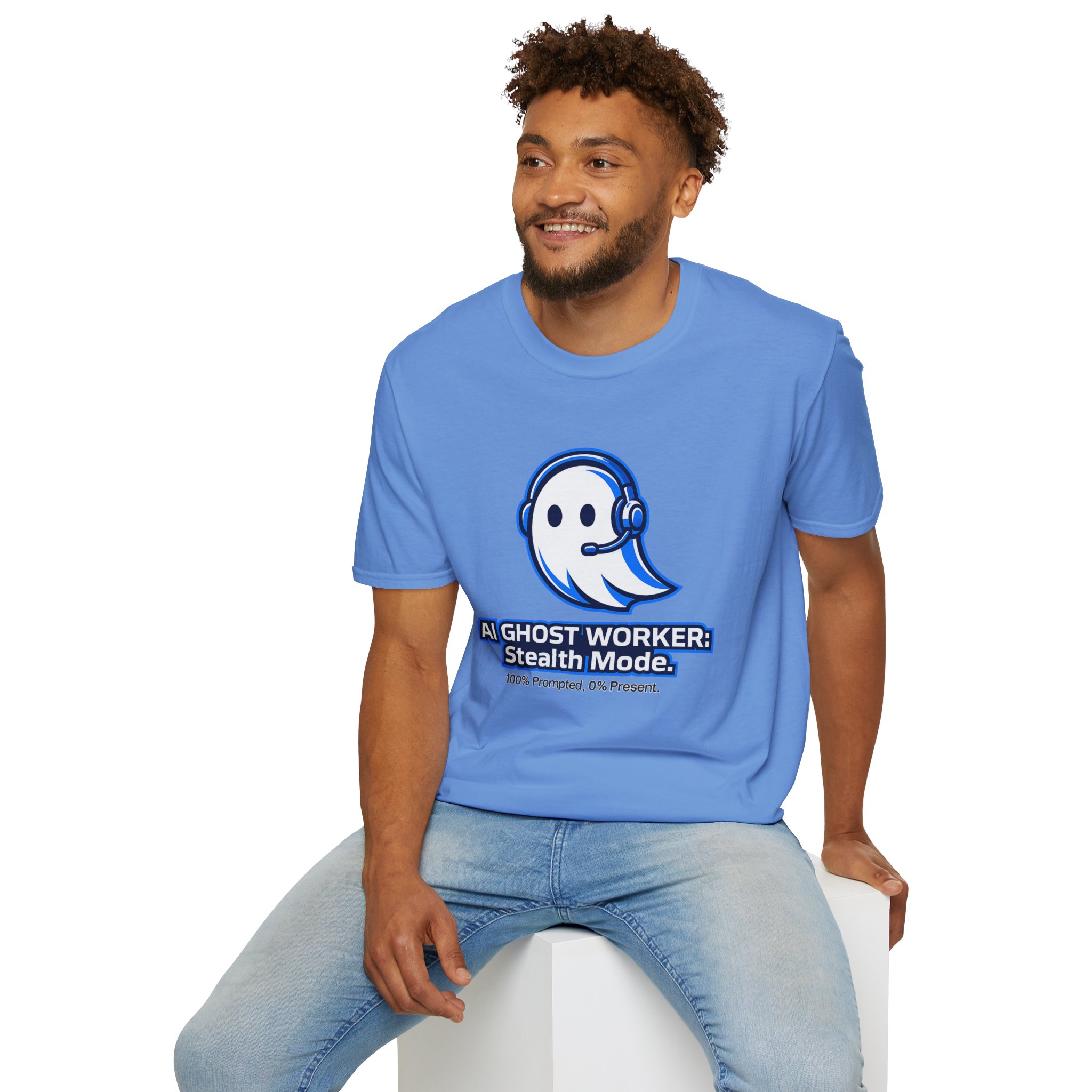 AI Ghost Worker Stealth Mode – 100% Prompted 0% Present Funny T-Shirt - Image 87
