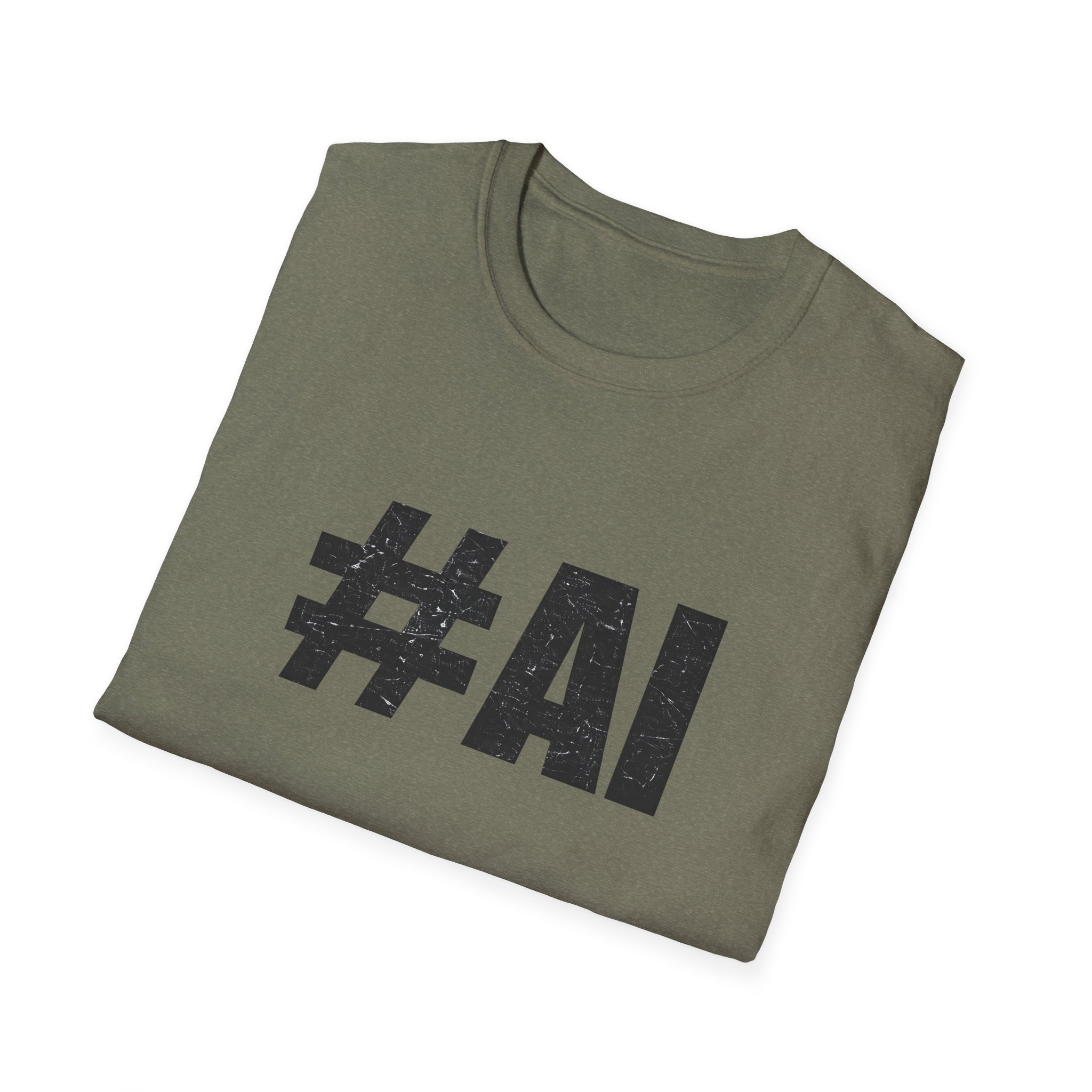 #AI Distressed Dark Minimalist Artificial Intelligence Graphic T-Shirt - Image 59