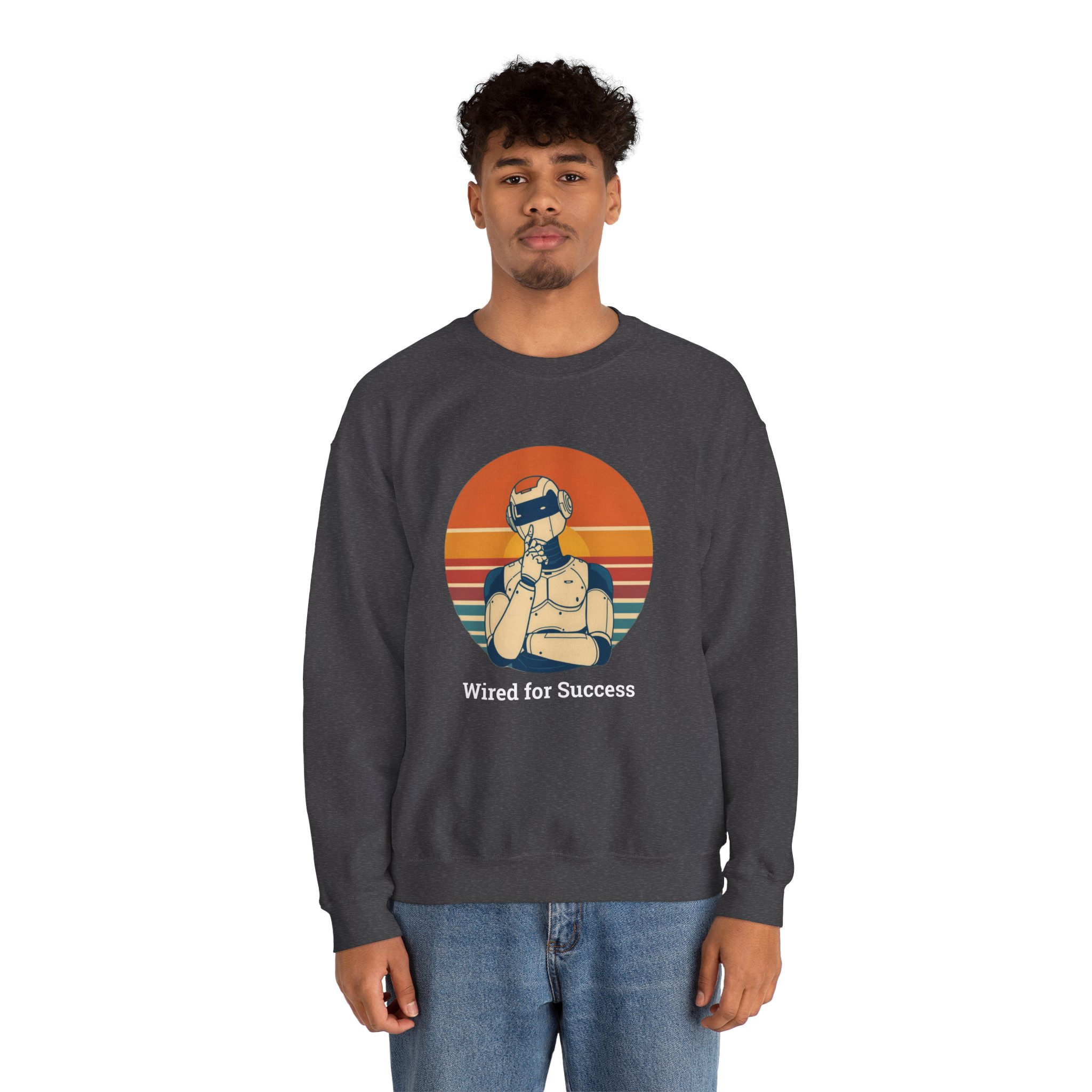 Wired for Success Retro Robot Thinker AI Tech Sweatshirt Gift - Image 42