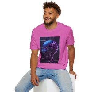 Cyberpunk AI Wireframe Face Neon Circuit Board Dark Sci-Fi T-Shirt