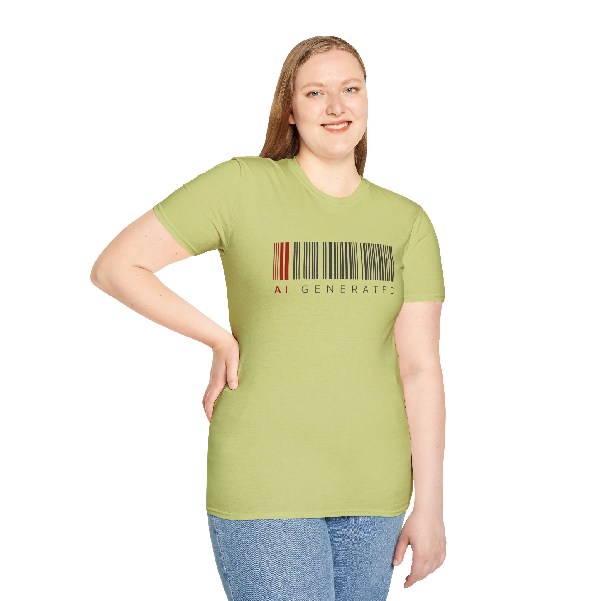 AI Generated Barcode Dark Minimalist Generative Art Graphic T-Shirt - Image 159