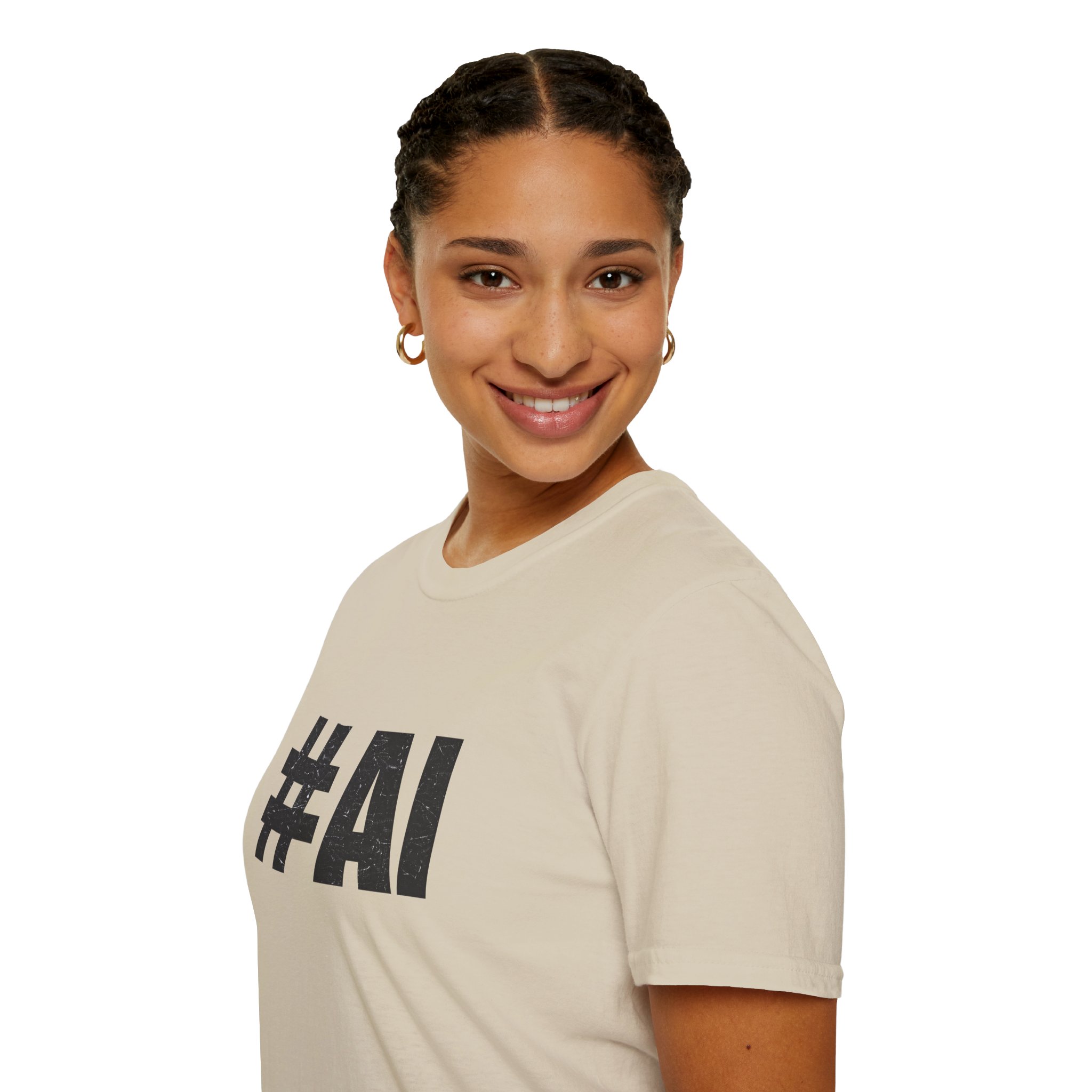 #AI Distressed Dark Minimalist Artificial Intelligence Graphic T-Shirt - Image 29