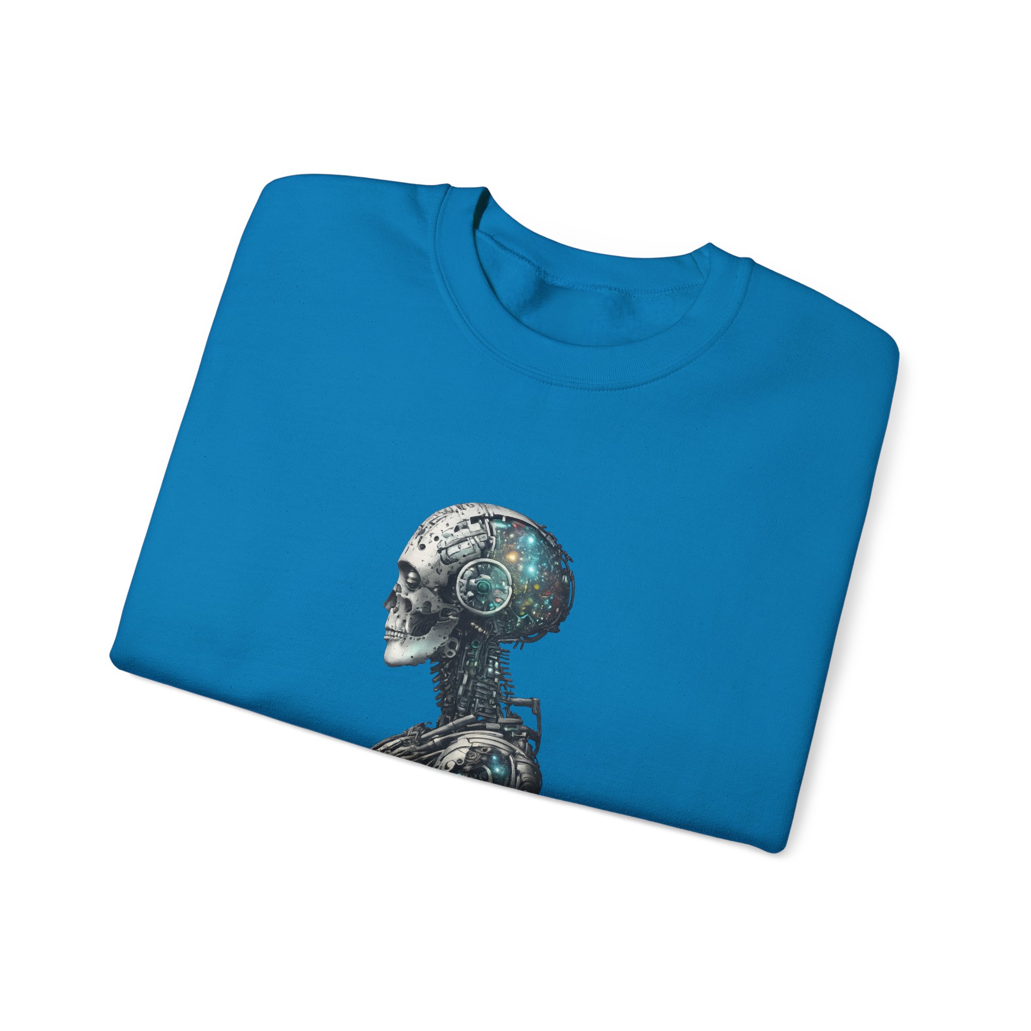 Cosmic Cyber Skull – Dark Cyberpunk Biomechanical Crewneck Sweatshirt - Image 102