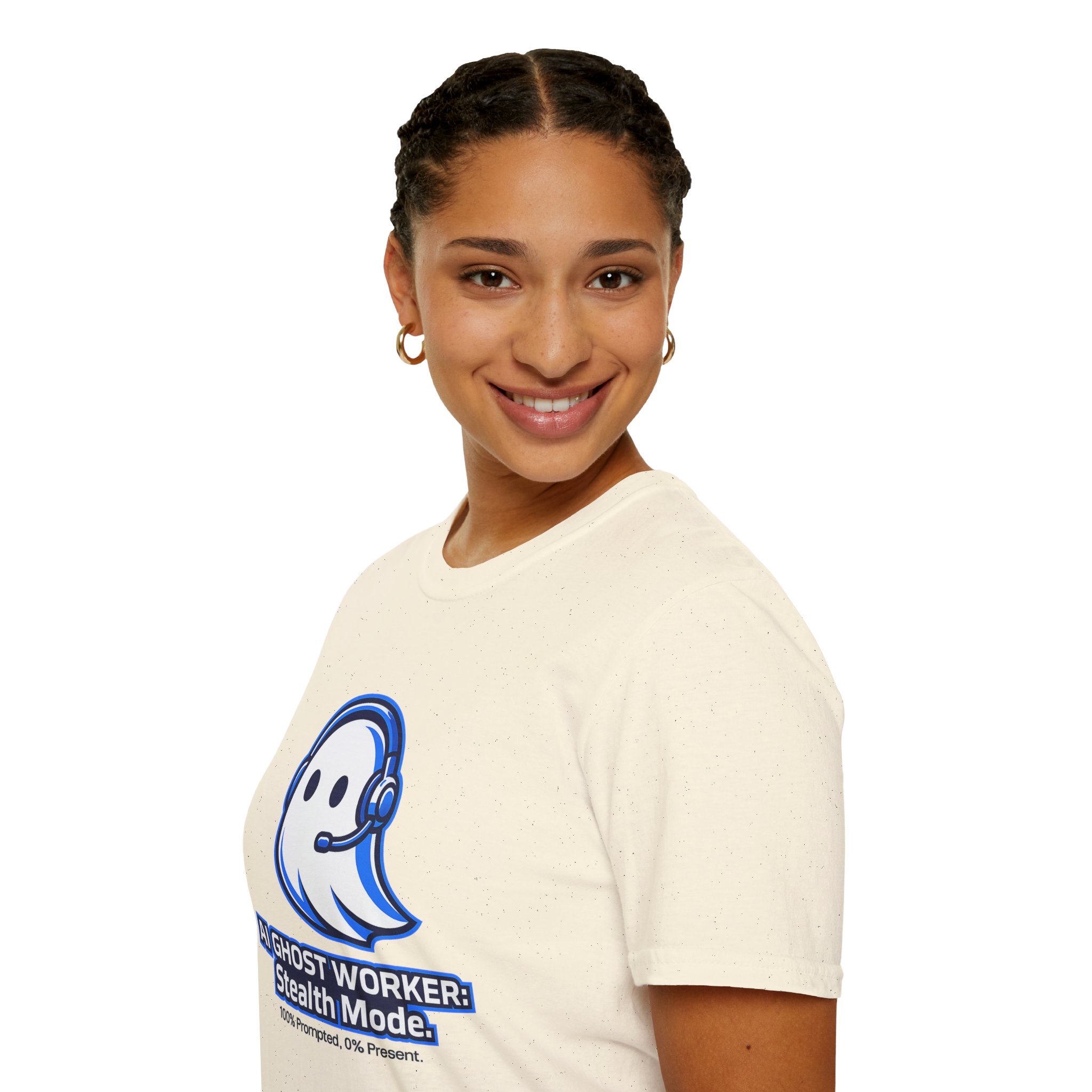 AI Ghost Worker Stealth Mode – 100% Prompted 0% Present Funny T-Shirt - Image 51