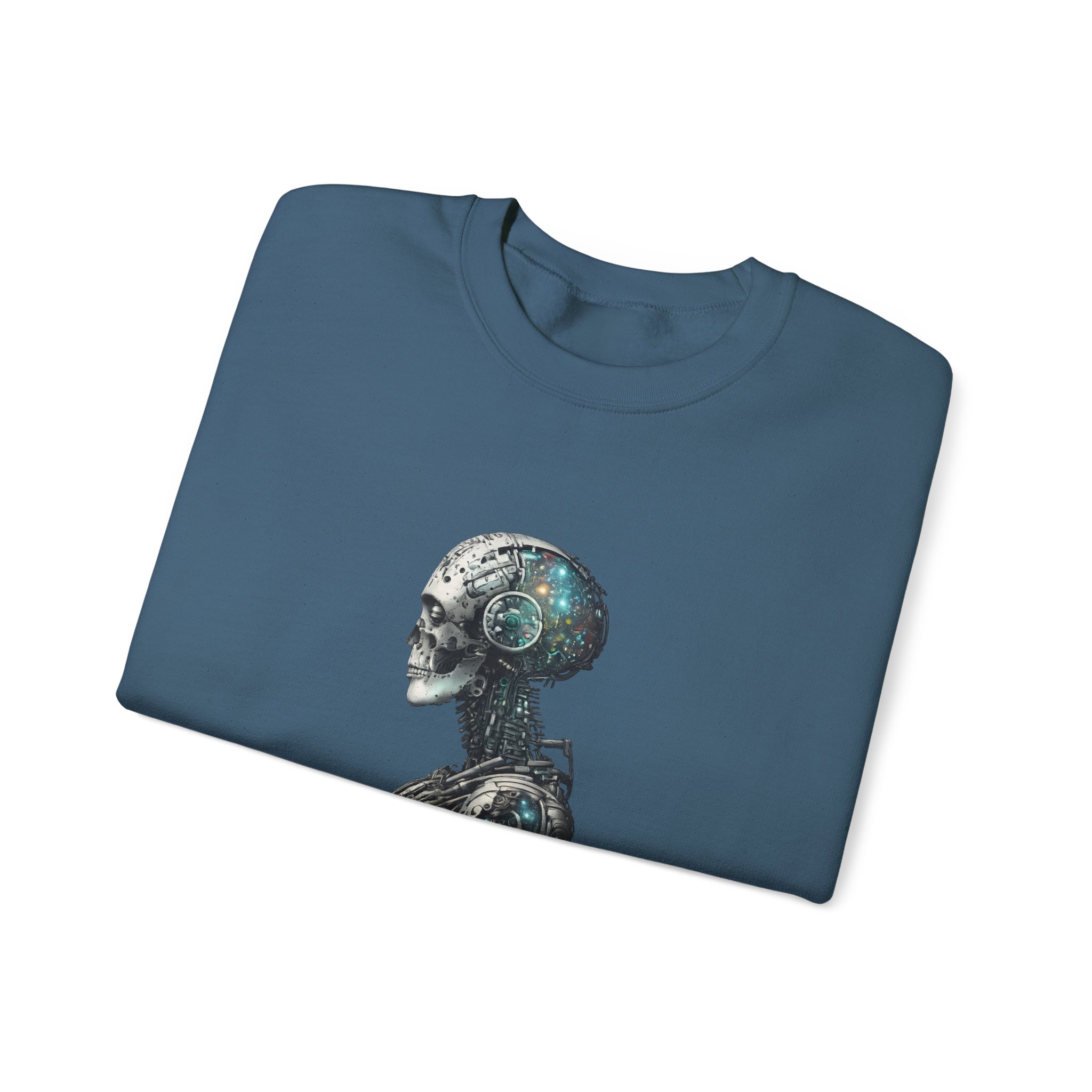 Cosmic Cyber Skull – Dark Cyberpunk Biomechanical Crewneck Sweatshirt - Image 93