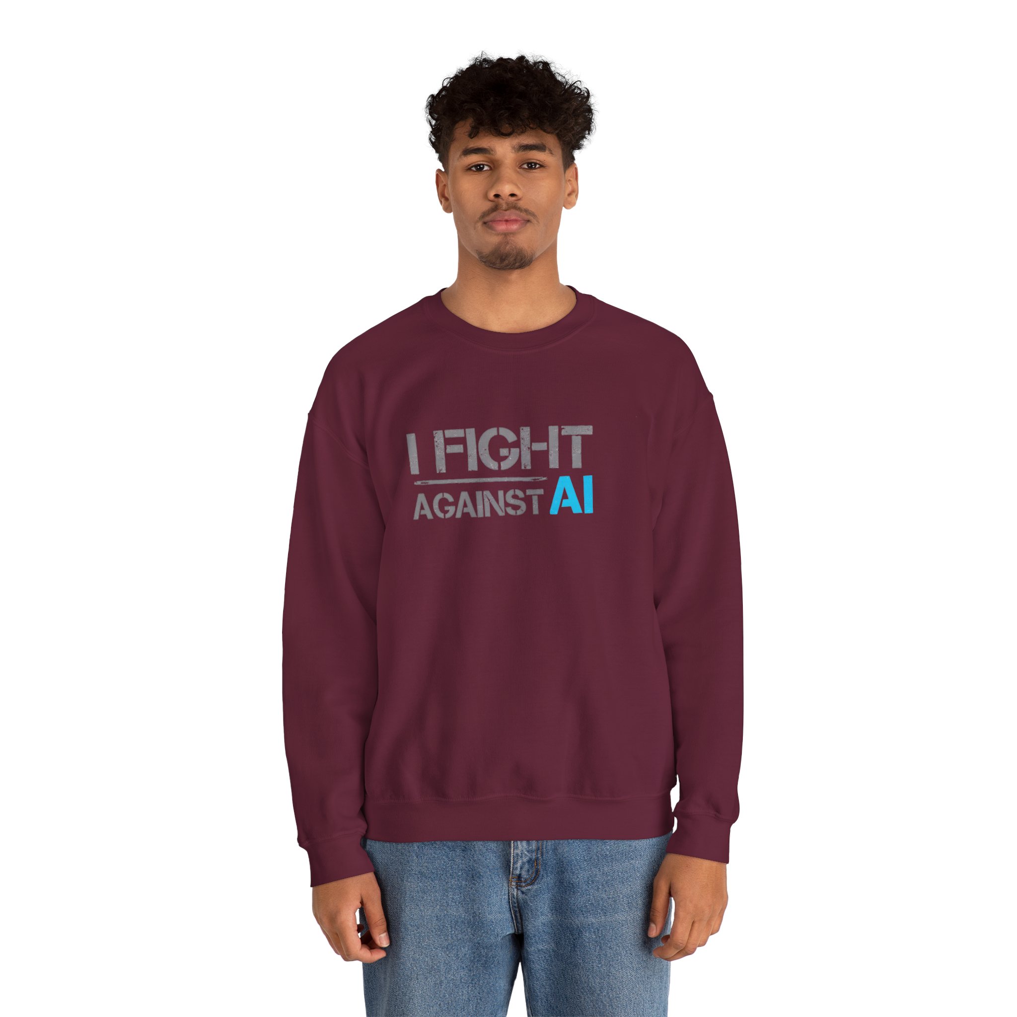 I Fight Against AI – Human Creativity Resistance Crewneck Sweatshirt - Image 32