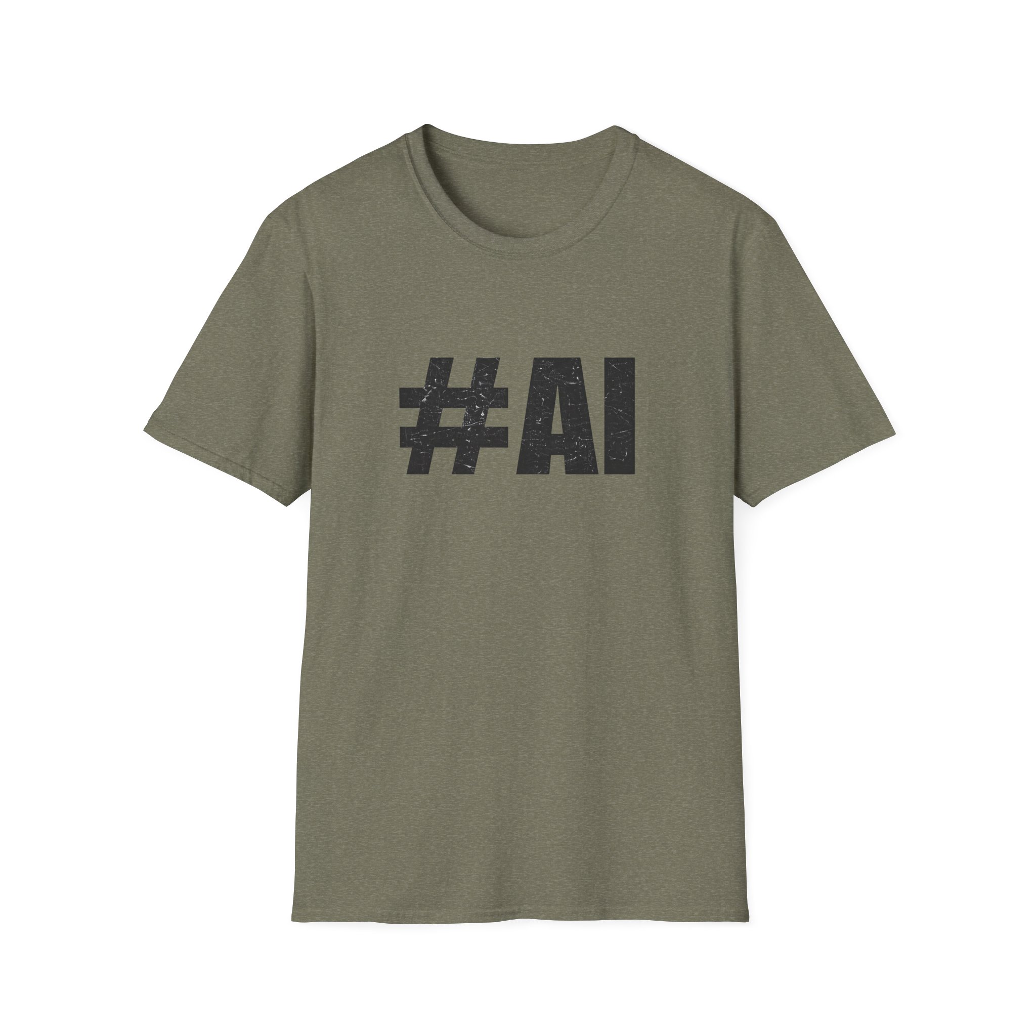 #AI Distressed Dark Minimalist Artificial Intelligence Graphic T-Shirt - Image 56