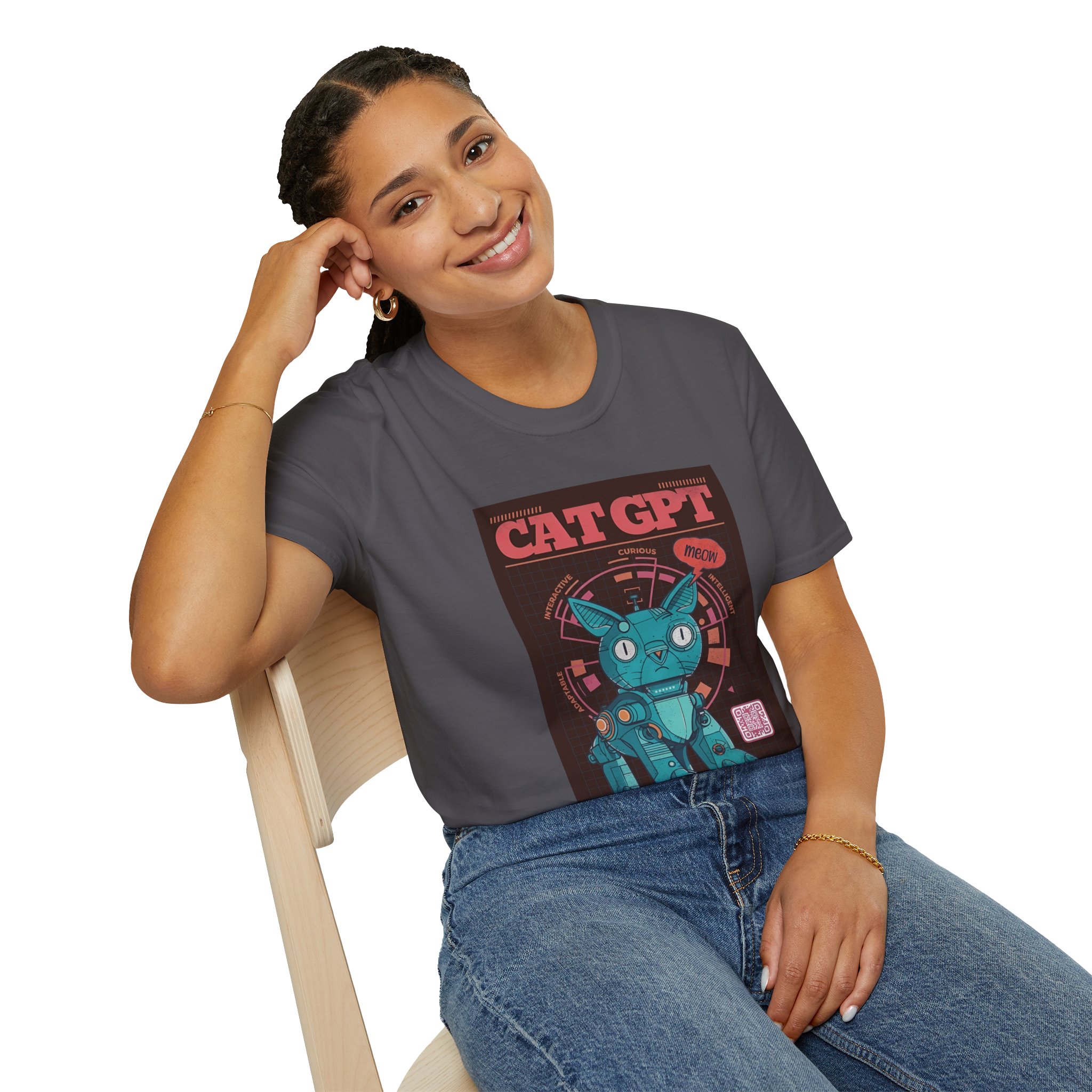 Robot Cat AI Tee | Funny Cyberpunk Cat Shirt for Tech Lovers - Image 24