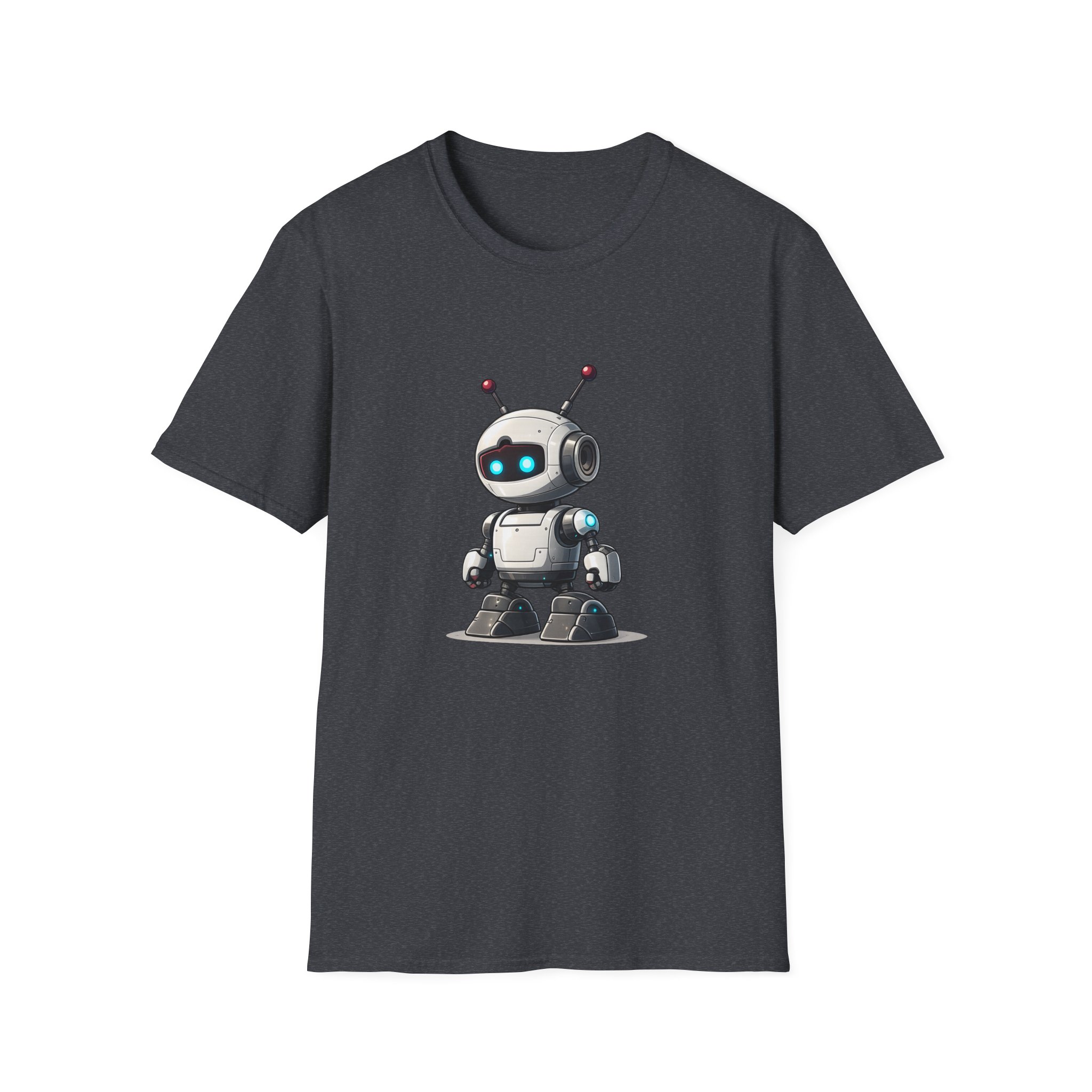 Cute Robot Glowing Eyes – Funny AI Tech Mascot Graphic T-Shirt - Image 111