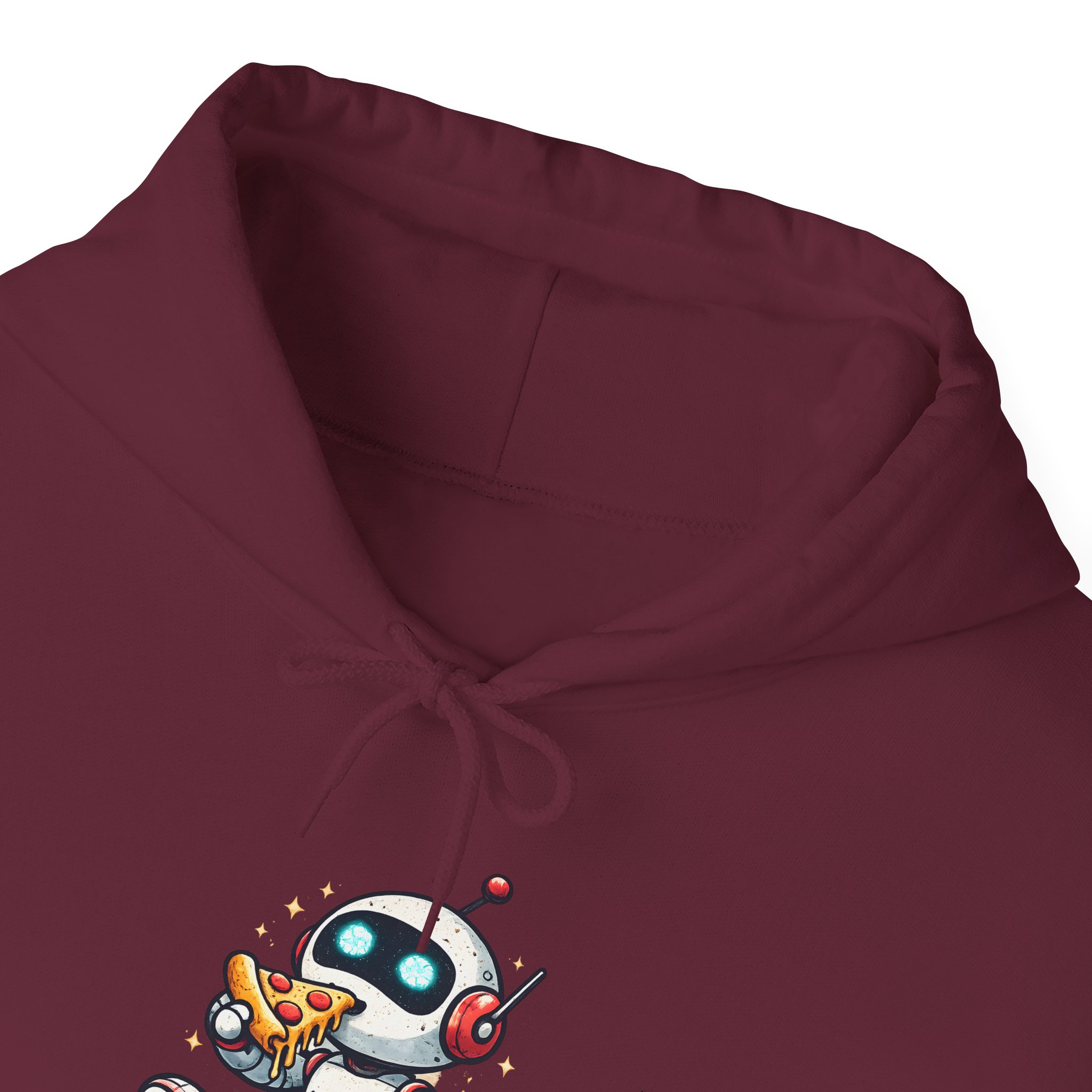 Robot Eating Pizza – Cute AI Tech Humor Graphic Pullover Hoodie - Image 65