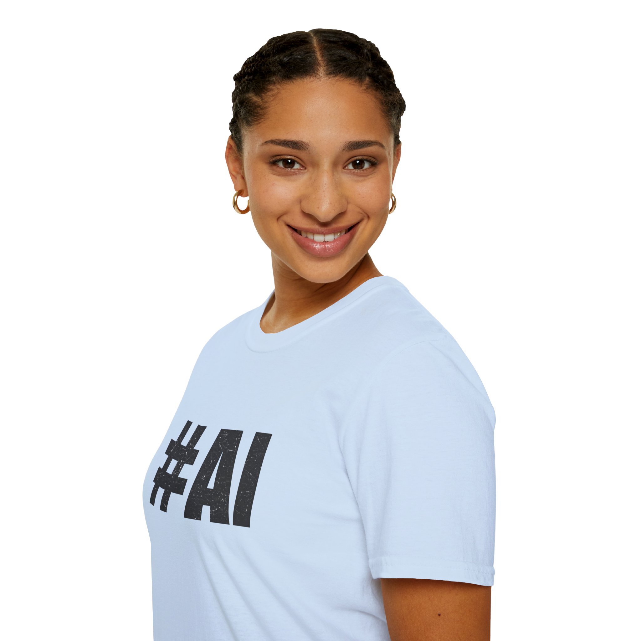 #AI Distressed Dark Minimalist Artificial Intelligence Graphic T-Shirt - Image 117