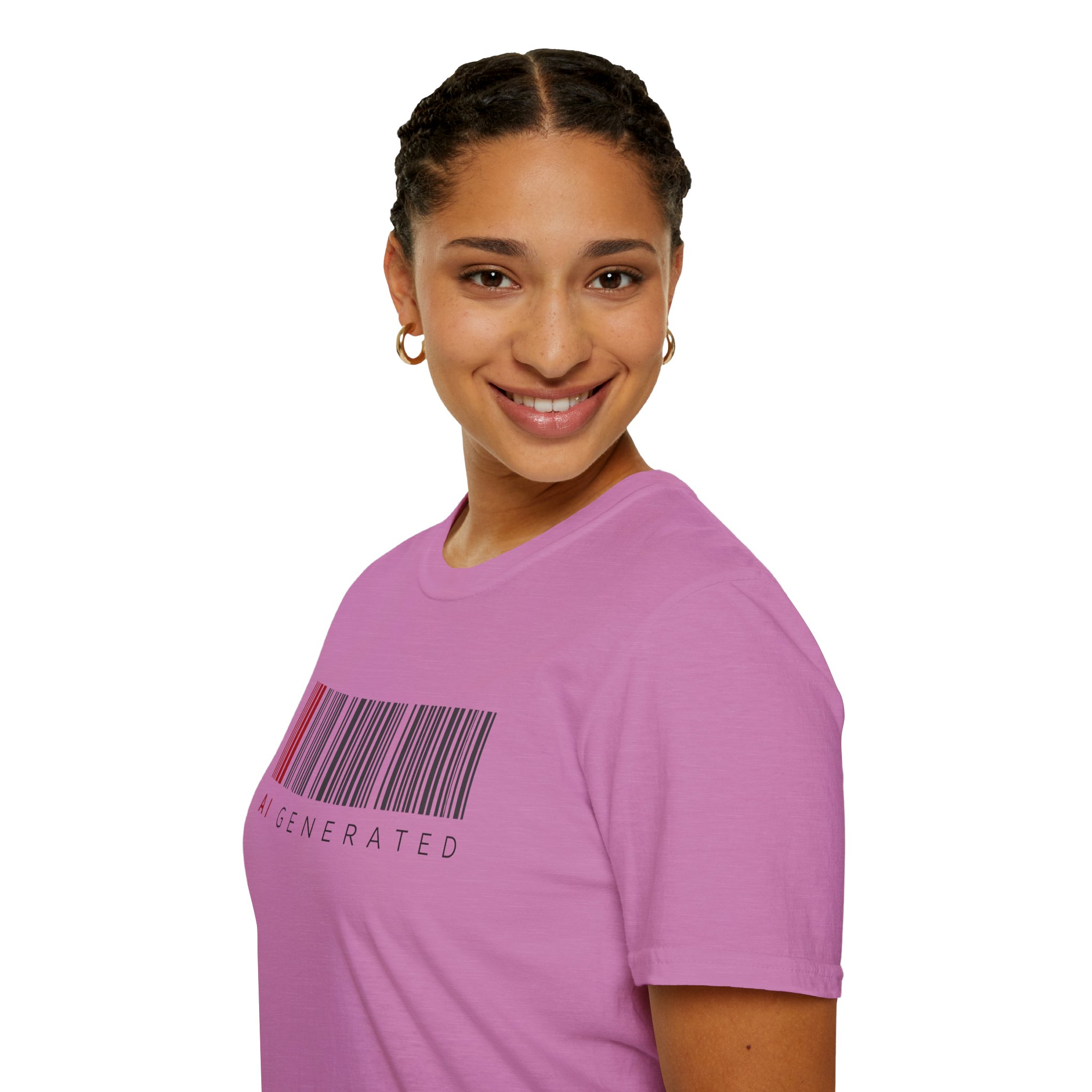 AI Generated Barcode Dark Minimalist Generative Art Graphic T-Shirt - Image 128
