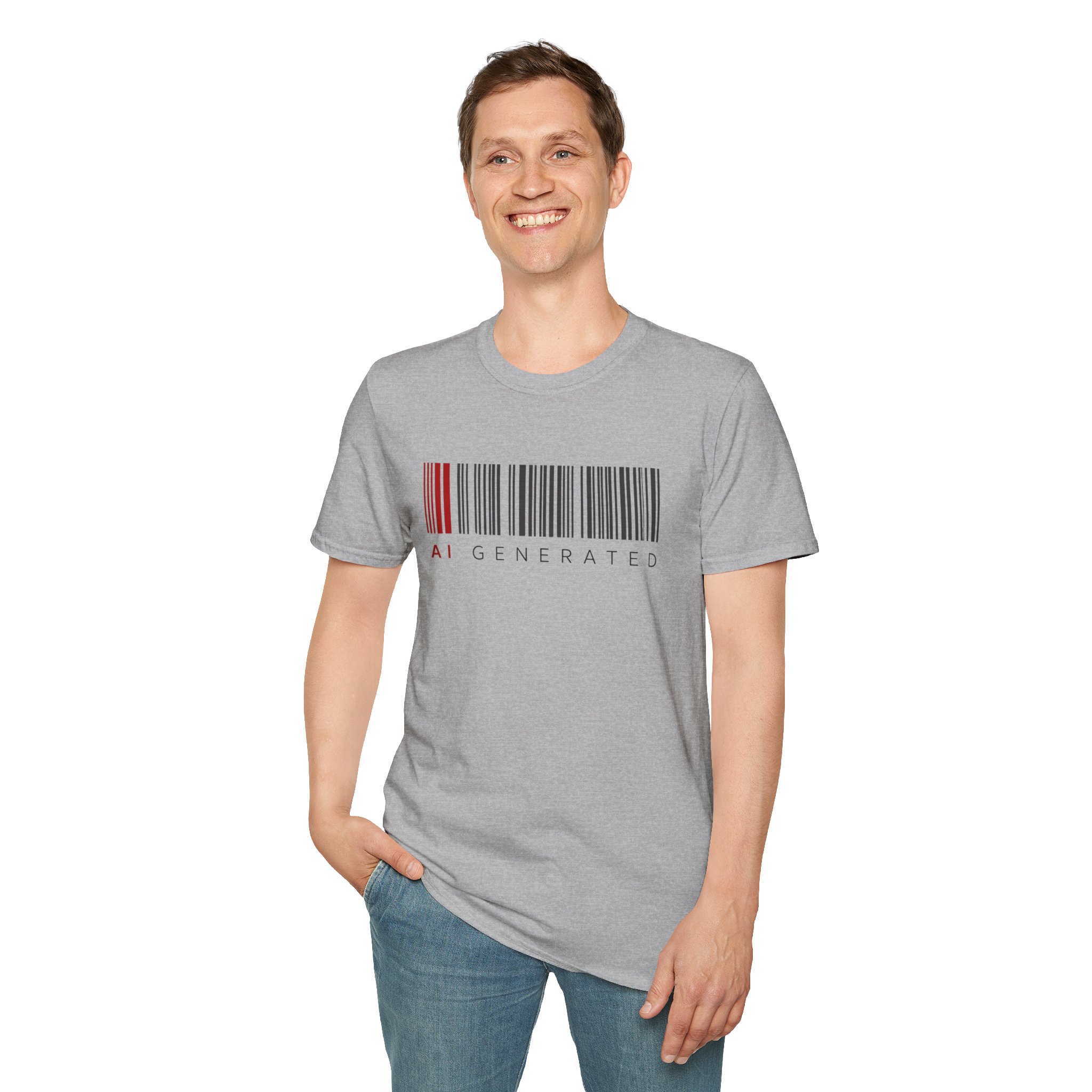 AI Generated Barcode Dark Minimalist Generative Art Graphic T-Shirt - Image 28