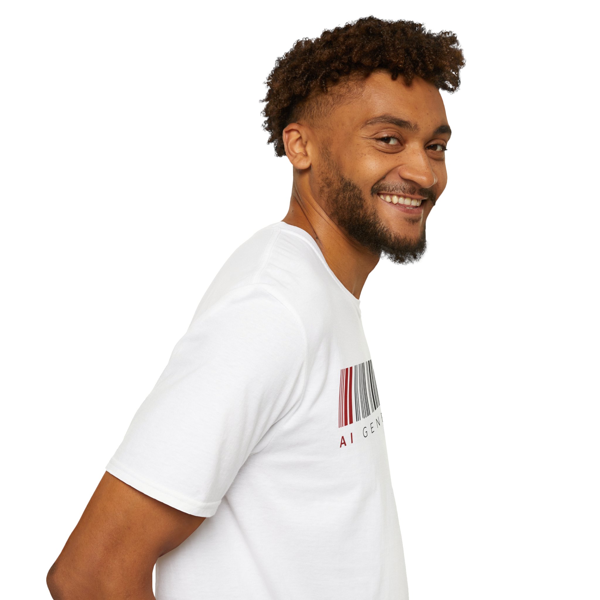AI Generated Barcode Dark Minimalist Generative Art Graphic T-Shirt - Image 5
