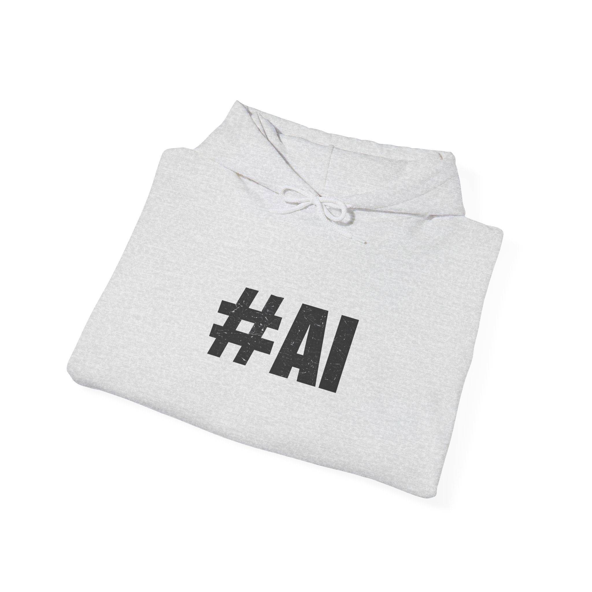#AI Distressed Dark Minimalist Artificial Intelligence Pullover Hoodie - Image 28