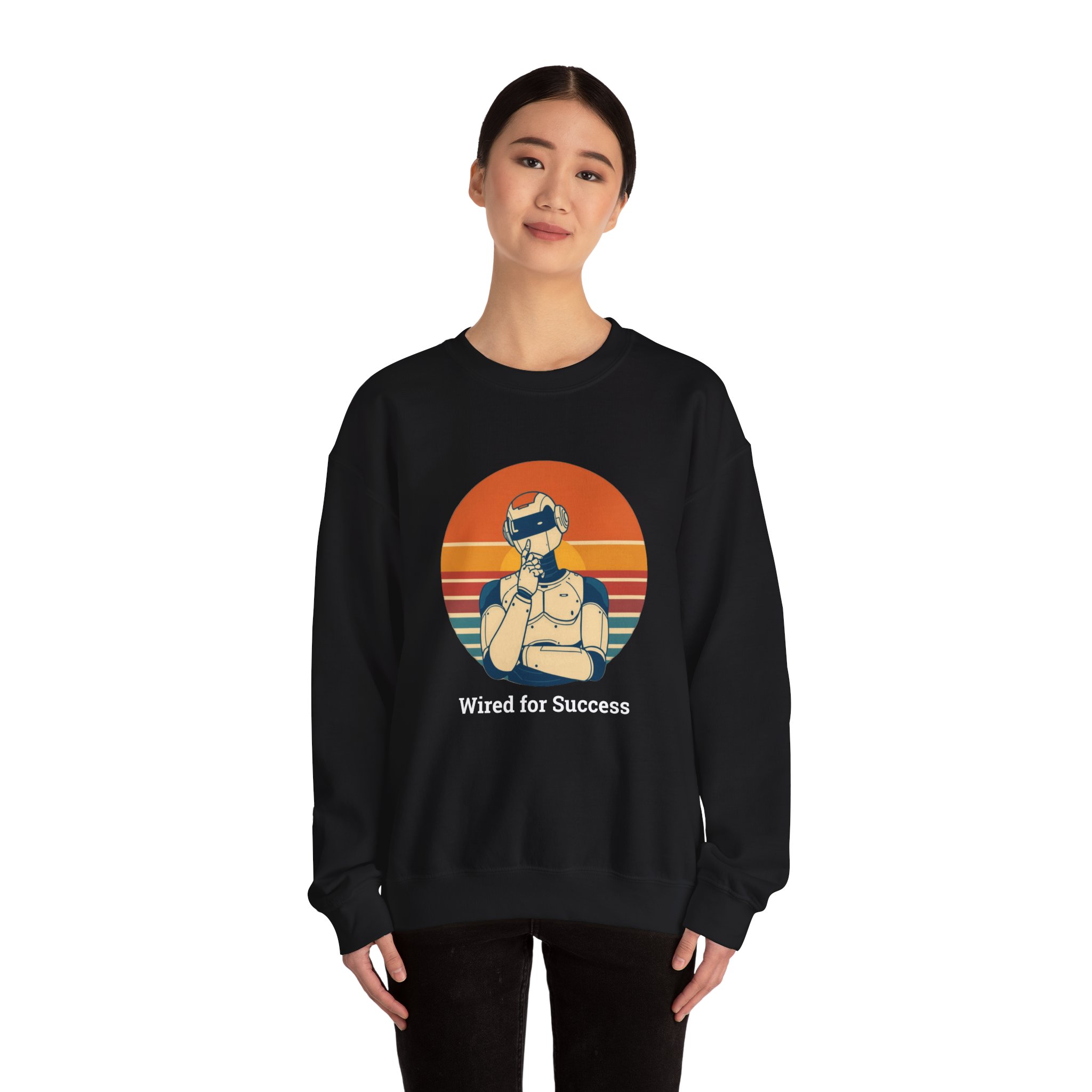 Wired for Success Retro Robot Thinker AI Tech Sweatshirt Gift - Image 15
