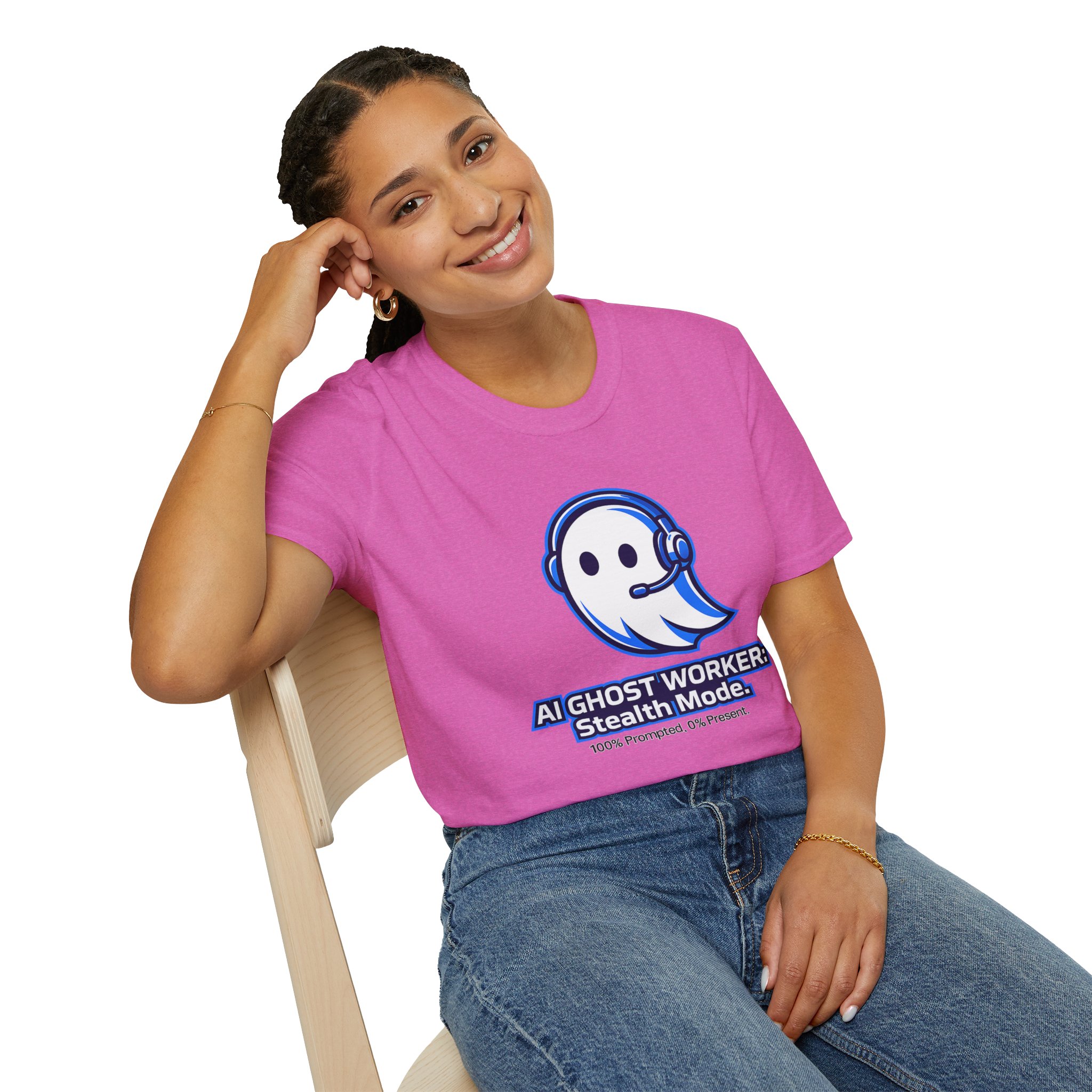 AI Ghost Worker Stealth Mode – 100% Prompted 0% Present Funny T-Shirt - Image 118
