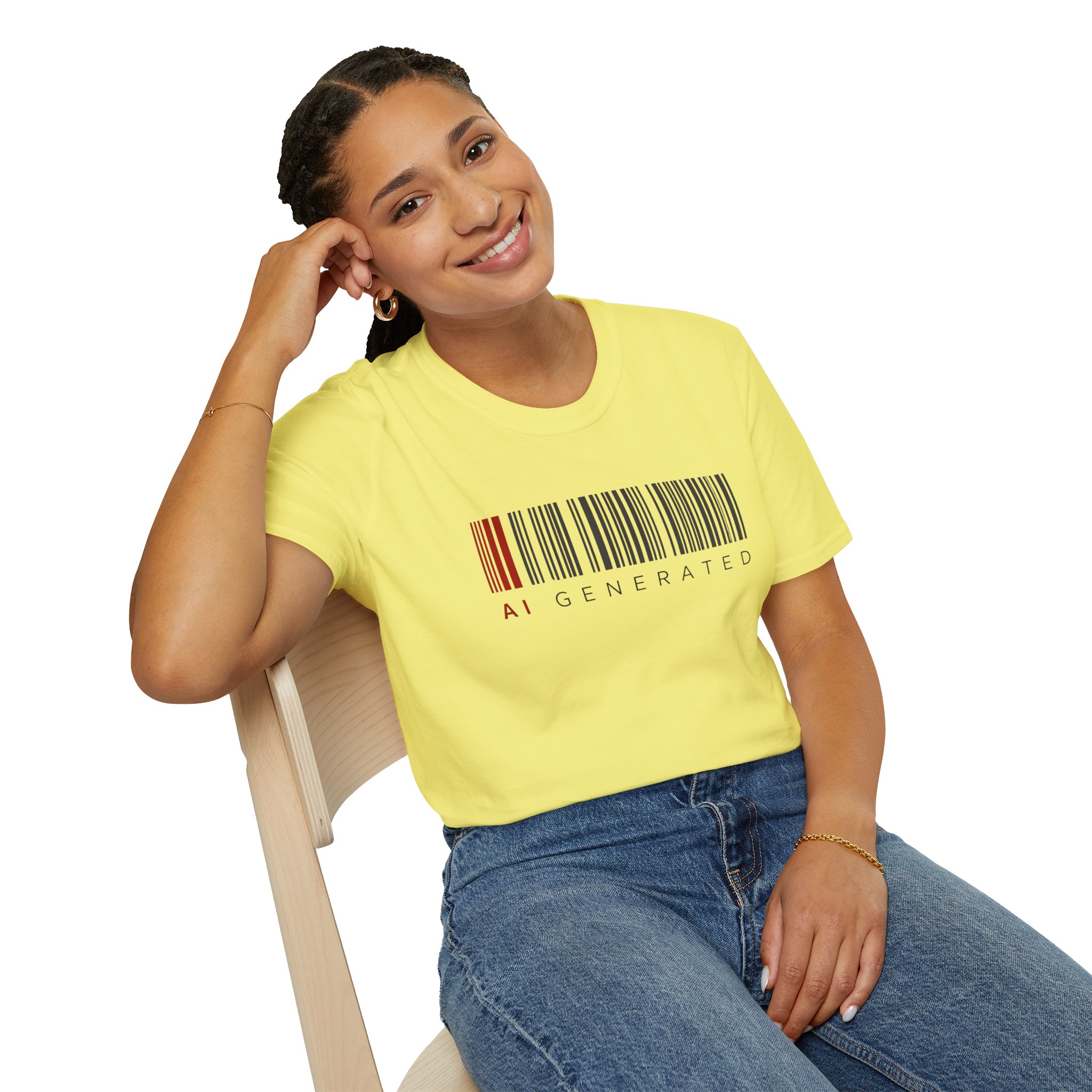 AI Generated Barcode Dark Minimalist Generative Art Graphic T-Shirt - Image 74