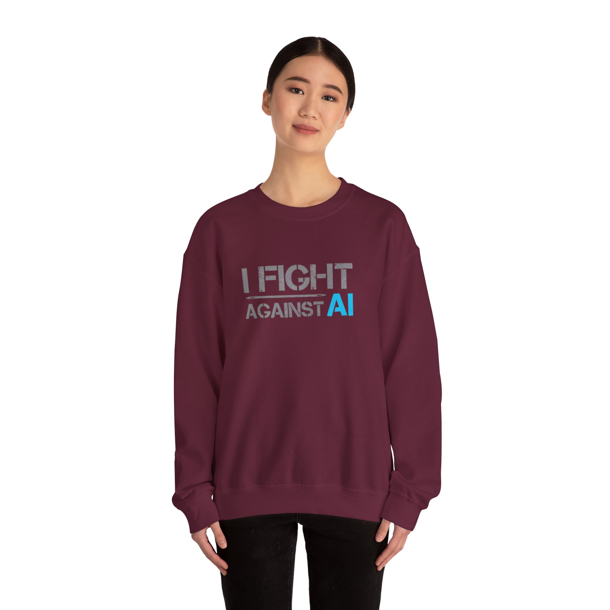 I Fight Against AI – Human Creativity Resistance Crewneck Sweatshirt - Image 31